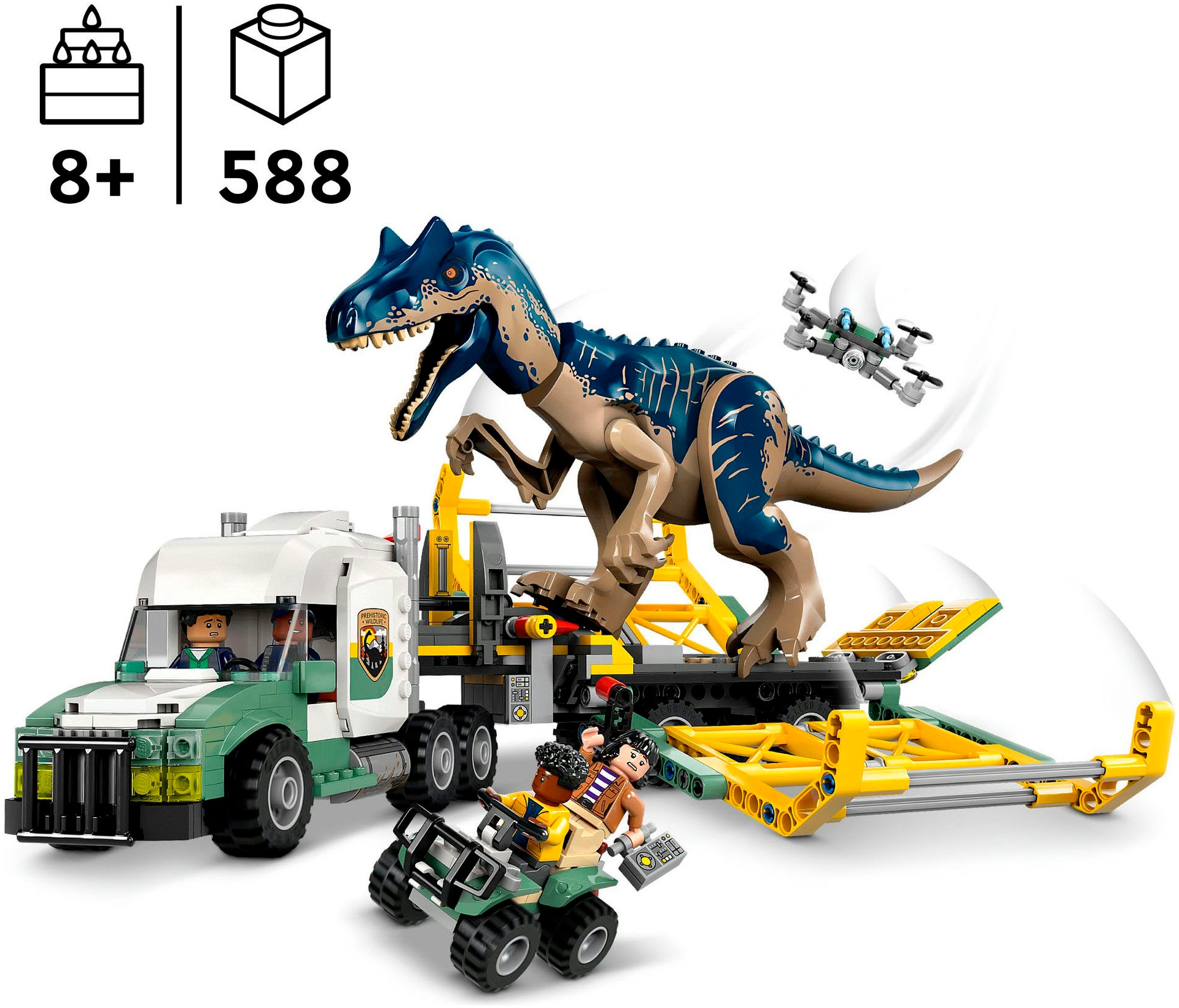 LEGO® Konstruktionsspielsteine »Dinosaurier-Missionen: Allosaurus-Transporter (76966)«, (588 St.), LEGO Jurassic World; Made in Europe