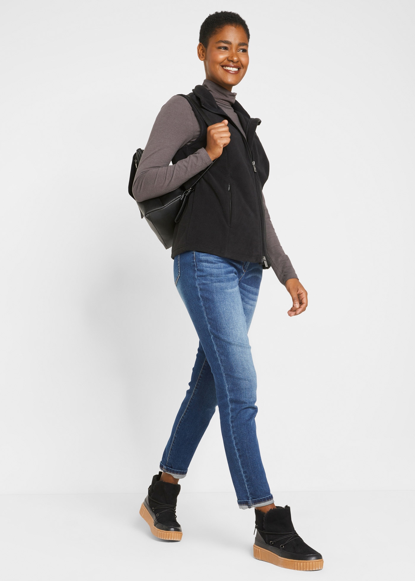 bonprix Fleeceweste »Fleece-Weste mit Taschen« mit Stehkragen