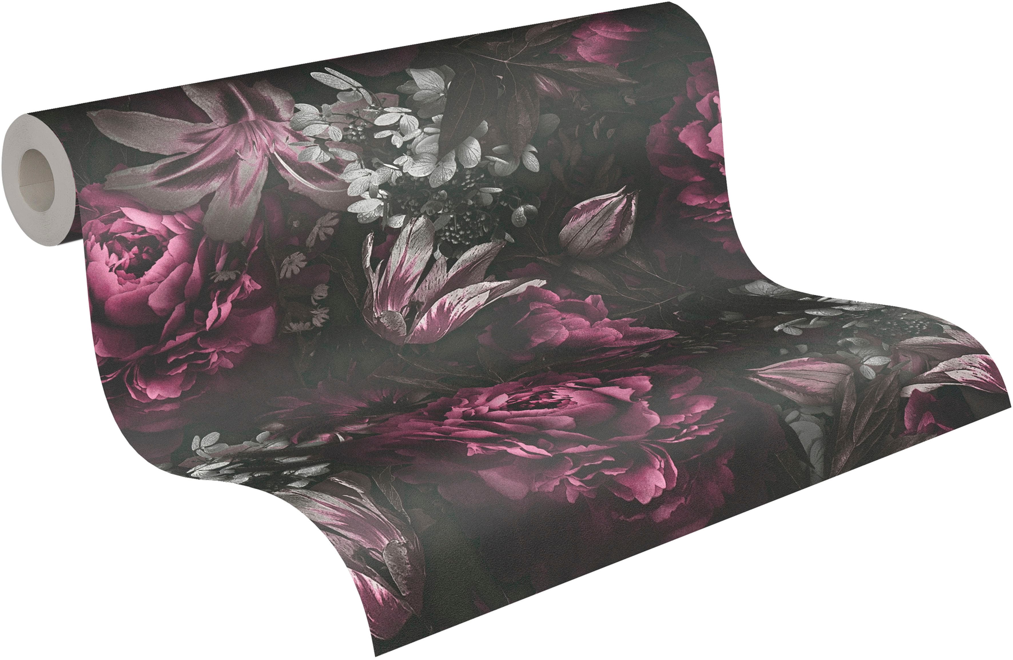 A.S. Création Vliestapete "PintWalls Rosen Floral" gemustert matt neutral glatt Blumentapete Tapeten Wohnzimmer Schlafzimmer Küche modern Design Optik
