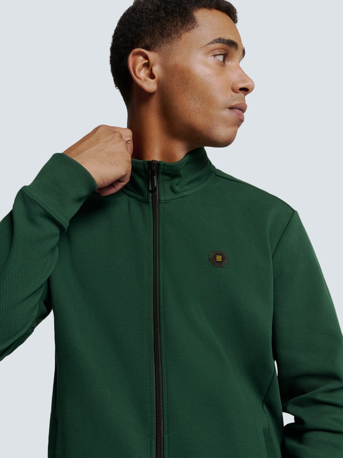 NO EXCESS Sweater »No Excess Weste mit Twill-Jacquard und Reißverschluss«