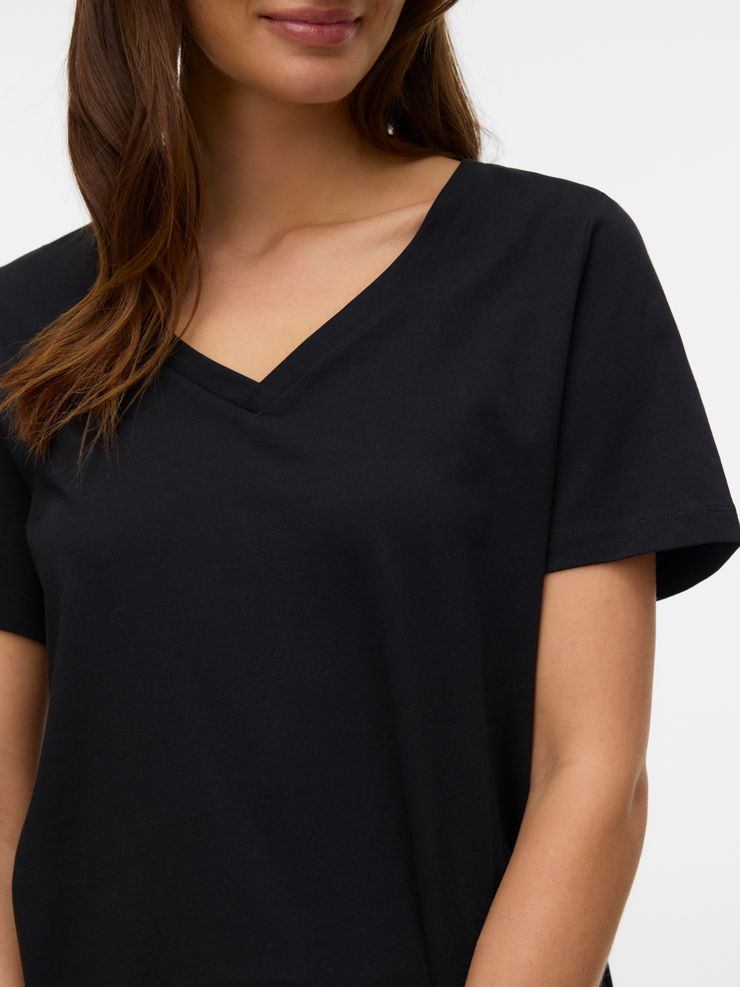 Vero Moda Kurzarmshirt "VMPAULINA SS V-NECK T-SHIRT JRS NOOS" Baumwolle günstig online kaufen