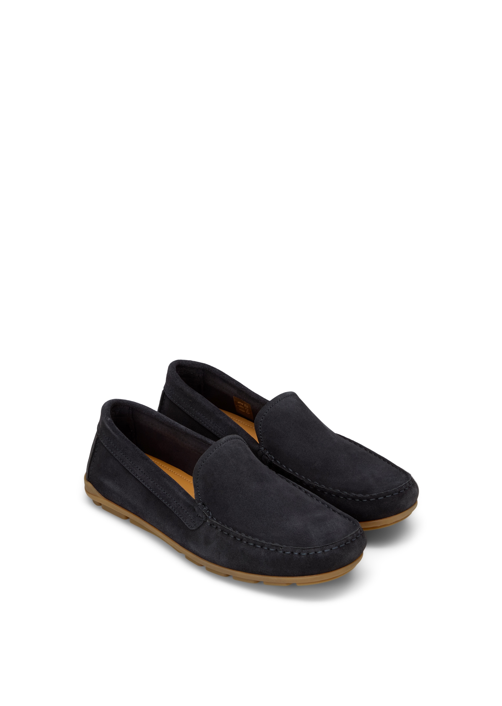 Mokassin MARC O'POLO "aus Velours-Rindleder", Damen, Gr. 45, navy, Obermaterial: 100% Leder (Rind), unifarben, Schuhe Mokassin