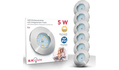 LED Bad-Einbauleuchte »Elias«, 6er Set, Schutzart IP44, spritzwassergeschützt, Ø 7,5 cm