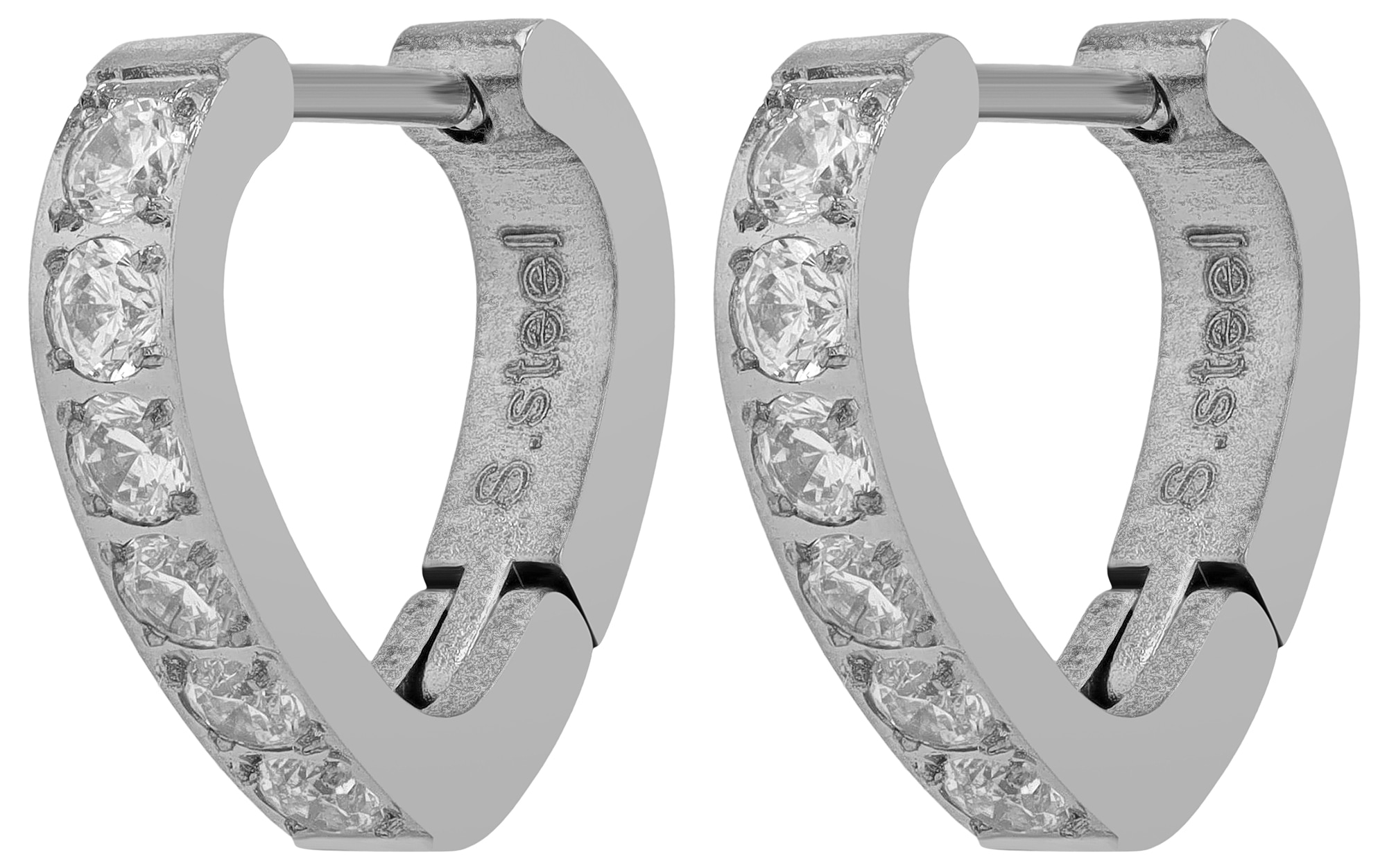 Adelia´s Klappcreolen »Ohrringe – Klappcreole Herz aus Edelstahl mit Strass Steinchen« Ideal als Geschenk – dezent und elegant