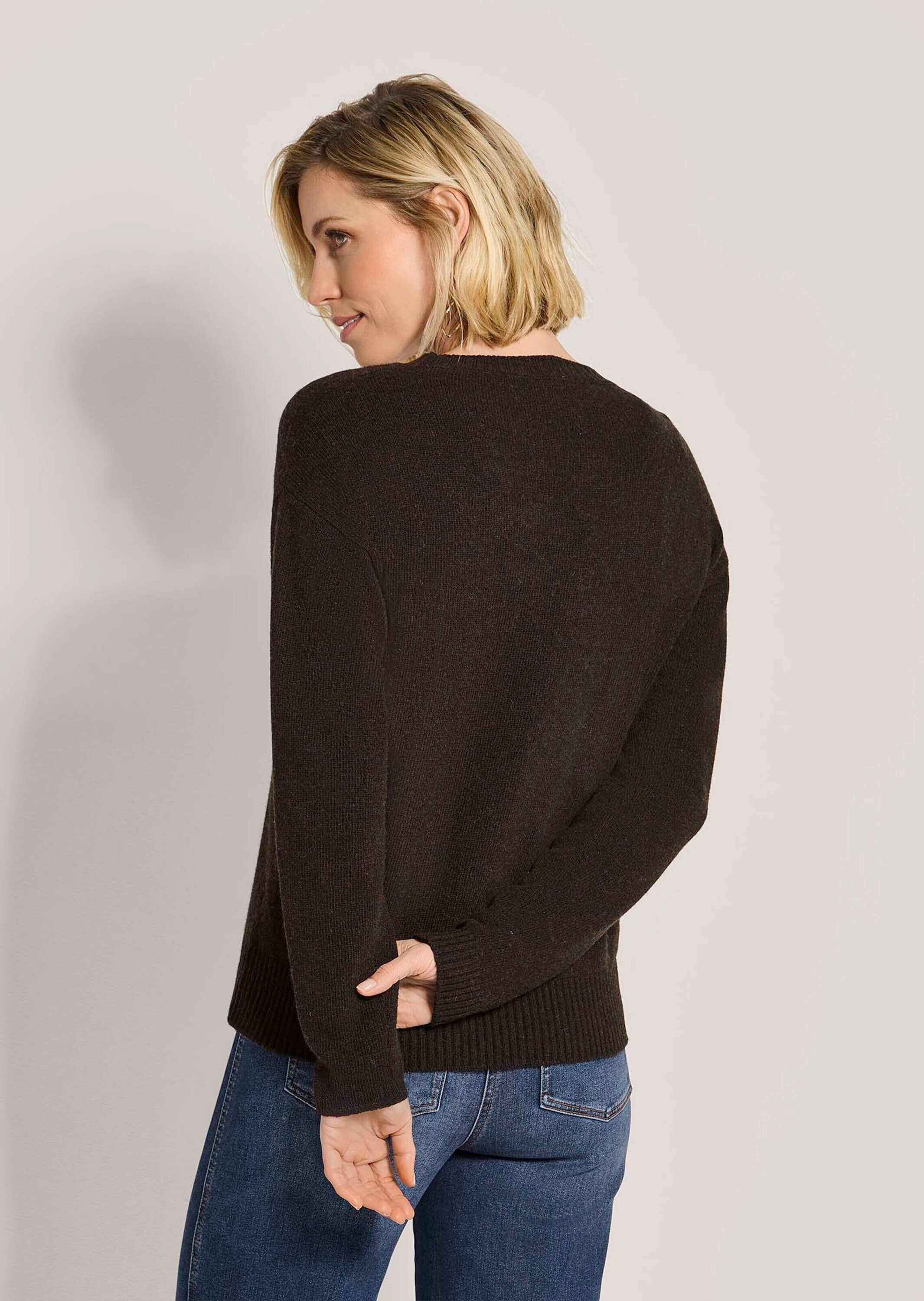 MADELEINE Longpullover »Pullover Strickpullover mit Blumenmotiv«