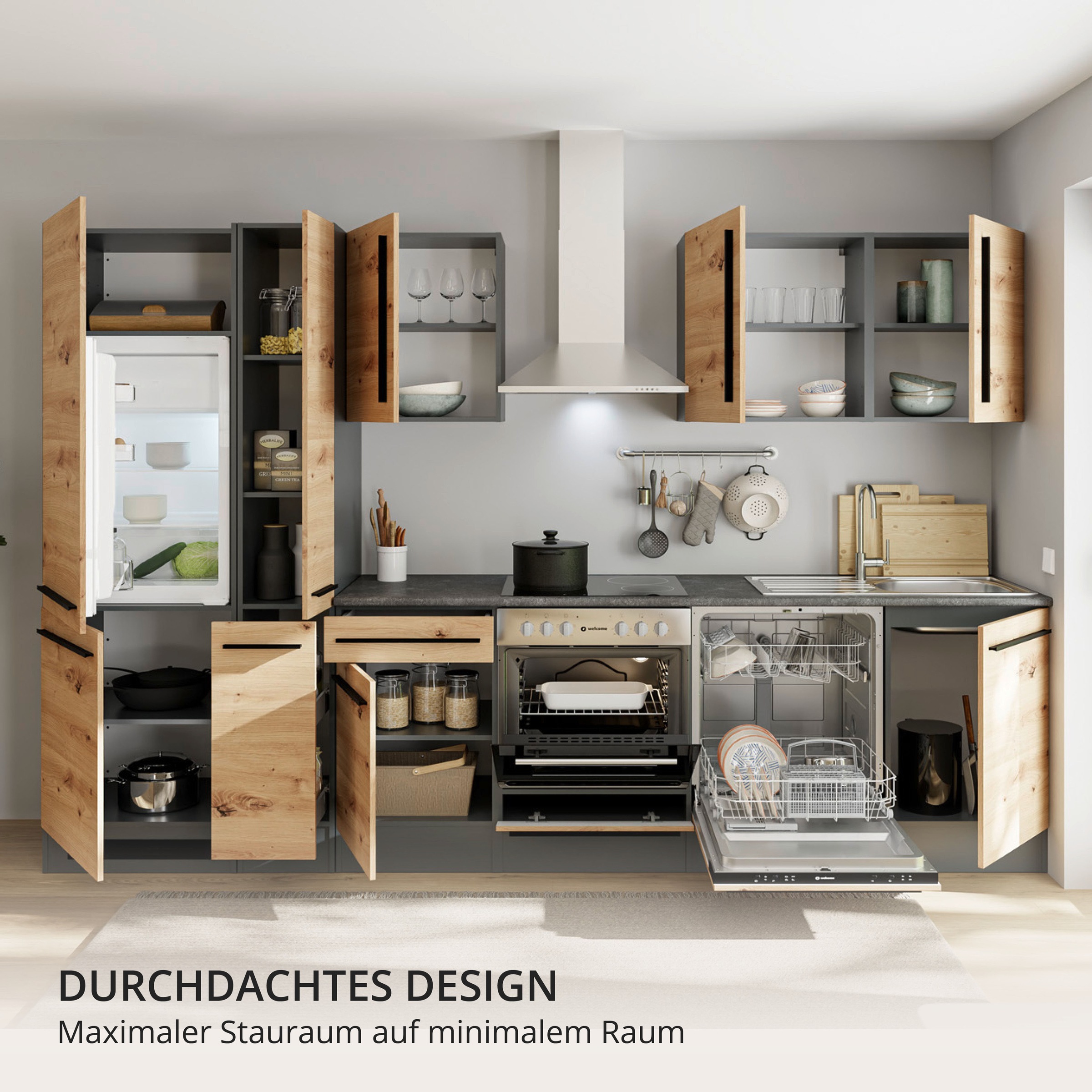 BASIC by Balculina Küchenzeile »Jazz« Breite 310 cm, wahlweise mit E-Geräten