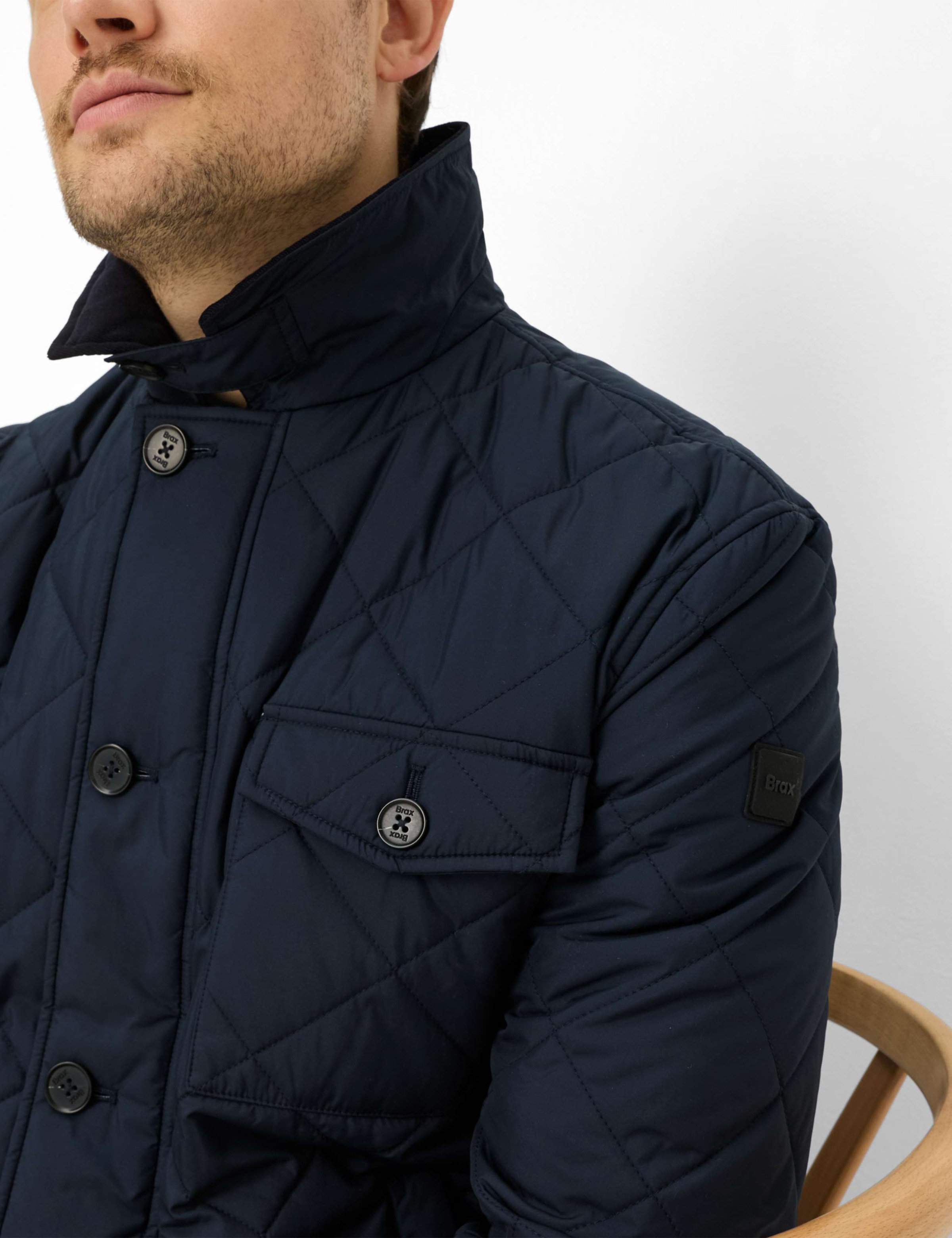 BRAX Grant Quilted Jacket Navy Size S 3
