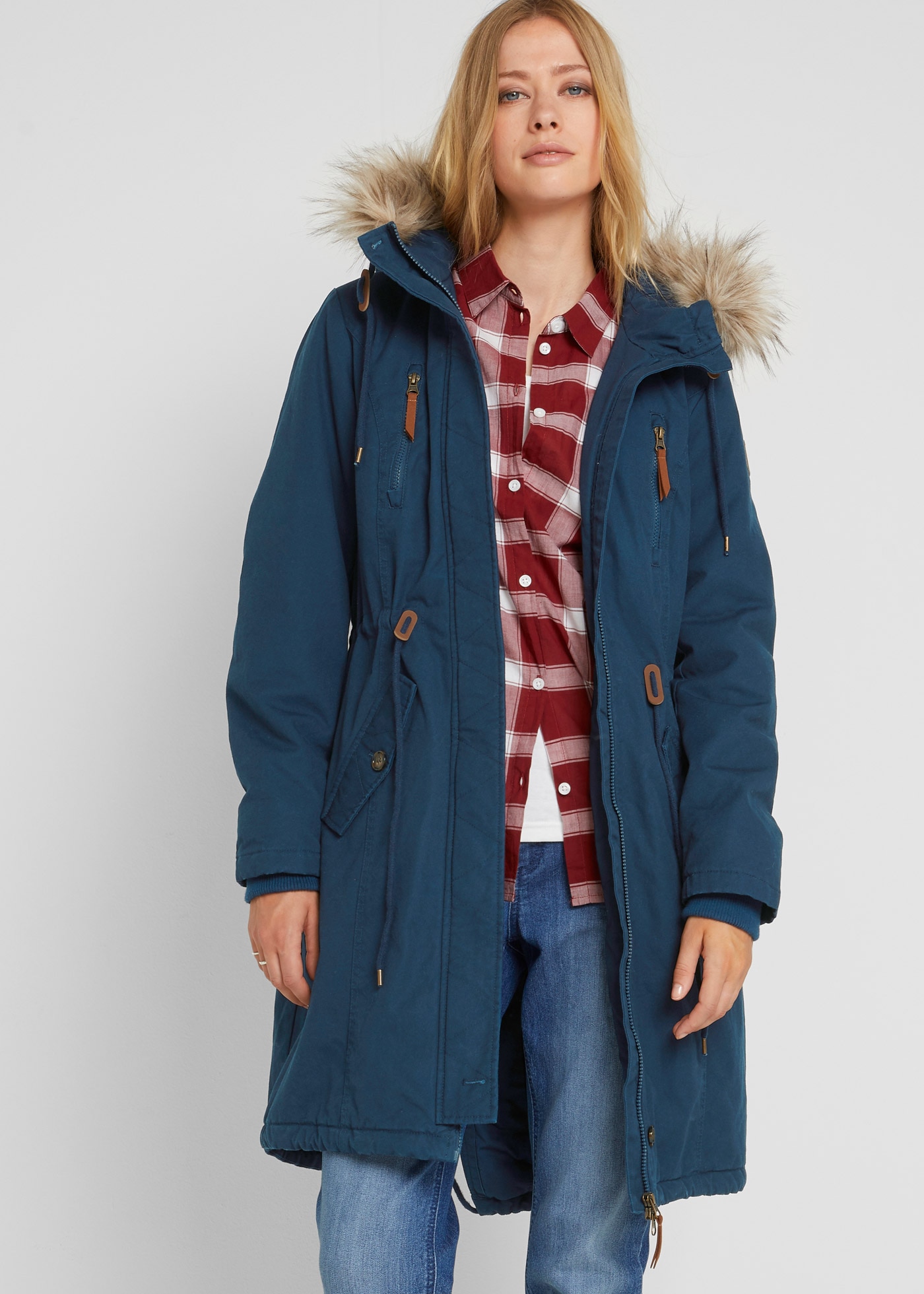 bonprix Parka mit Kapuze Regular Fit, mit Kapuze mit Fellimitat, mit Stehkr günstig online kaufen