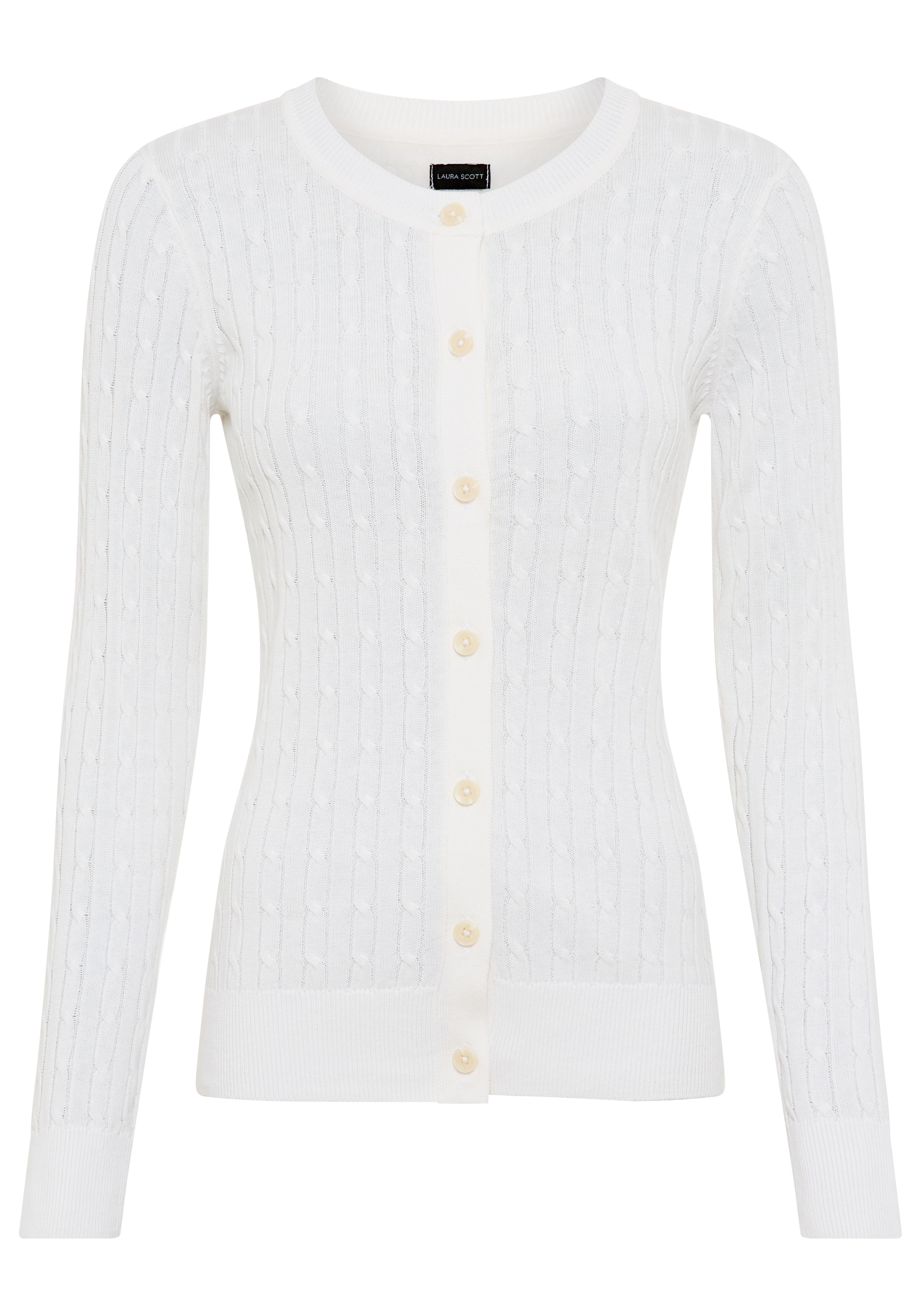 Laura Scott Strickjacke mit Zopfstrickmuster und Knopfleiste