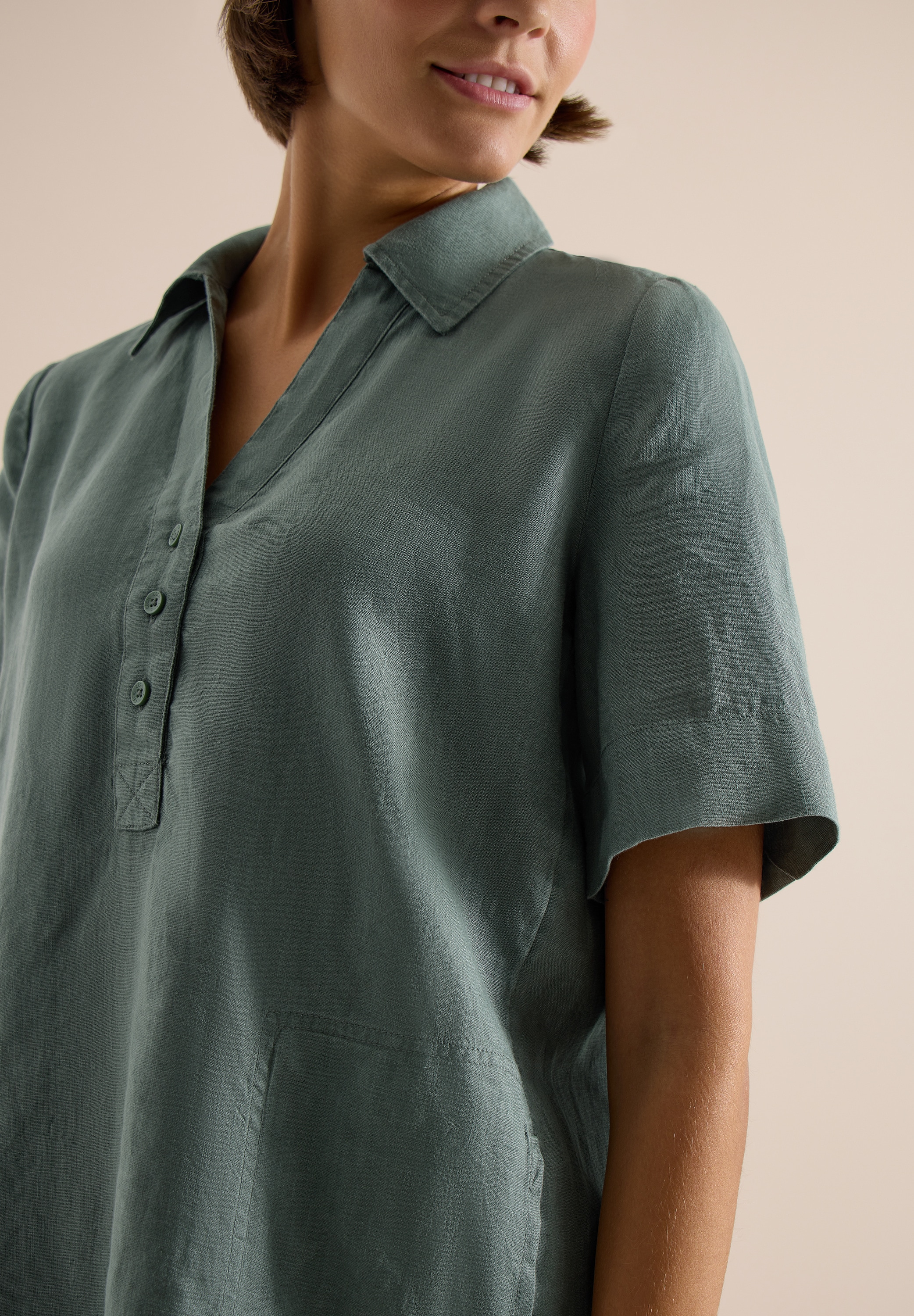 Cecil Blusenkleid Eingrifftaschen Sommerkleid aus Leinen