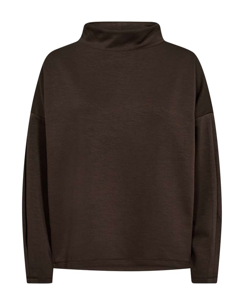 FREEQUENT Langarmshirt mit Stehkragen / Viskose-Stretch