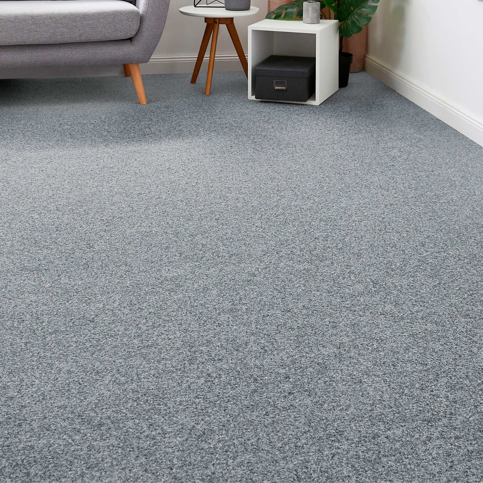 Teppichboden ANDIAMO "Invita, Nadelvlies, Gesamthöhe 5 mm, Made in Belgium", grau (hellgrau), B:400cm L:350cm, Kunstfaser, Teppiche, melierte Optik, Breite 200 cm oder 400 cm, robust & strapazierfähig