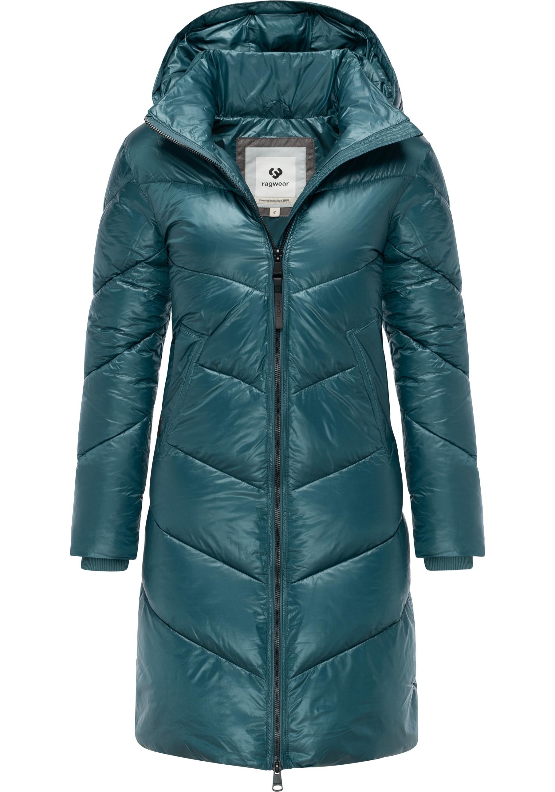 Ragwear Wintermantel »Rebelka Shiny«, Glänzender Winter Steppmantel mit Kapuze