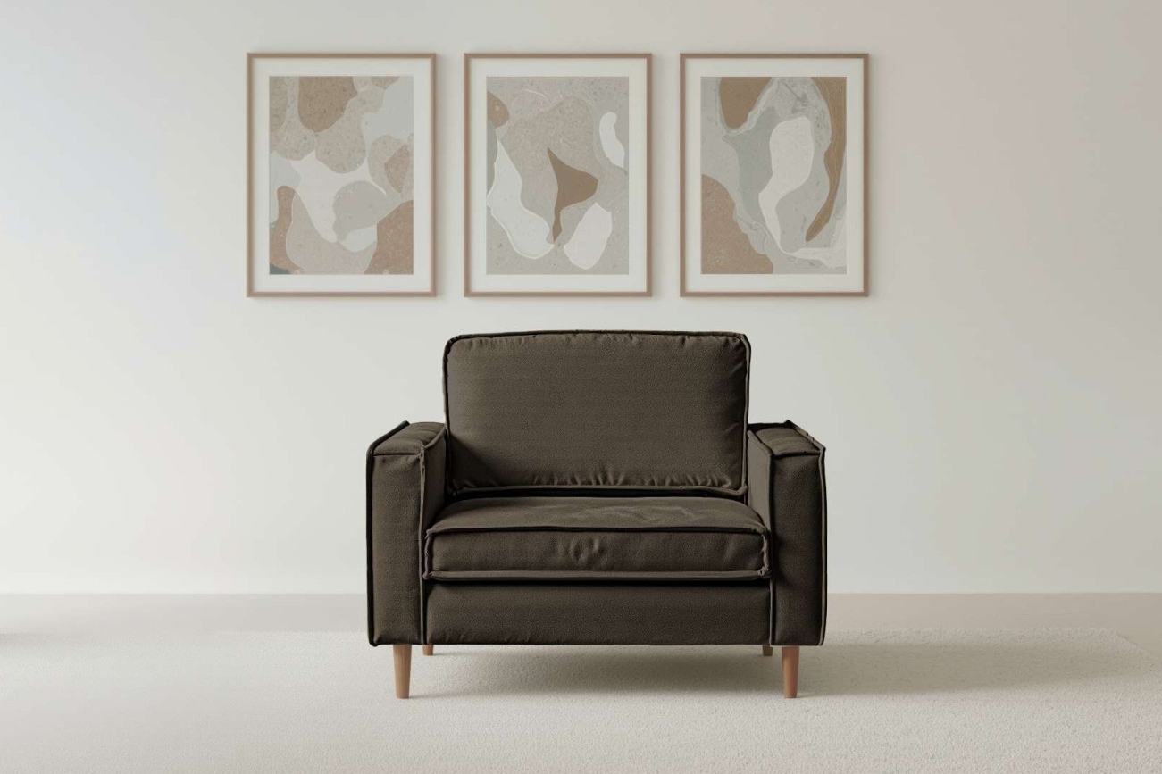 Home affaire Loveseat »Pinto Skandi 105 cm, Chenille, Struktur« mit Keder, Massivholzfüße Eiche geräuchert