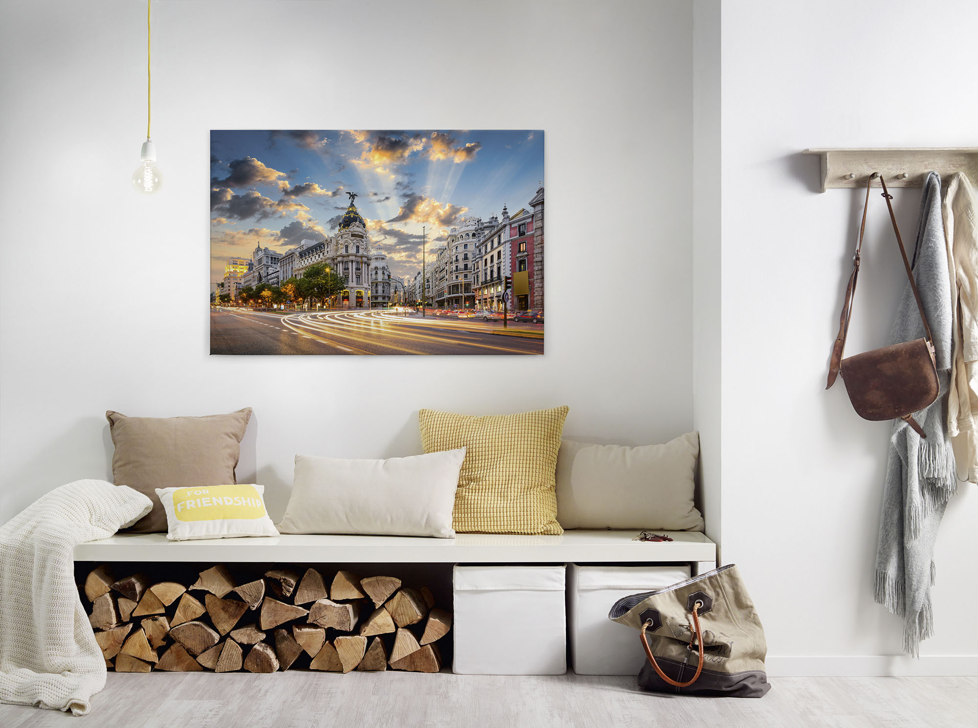 A.S. Création Leinwandbild "Gran Via" Gemälde Kunst 1 Stk. tlg. Madrid Keilrahmen Großstadt Spanien Leinwand-Bild Wohnzimmer modern
