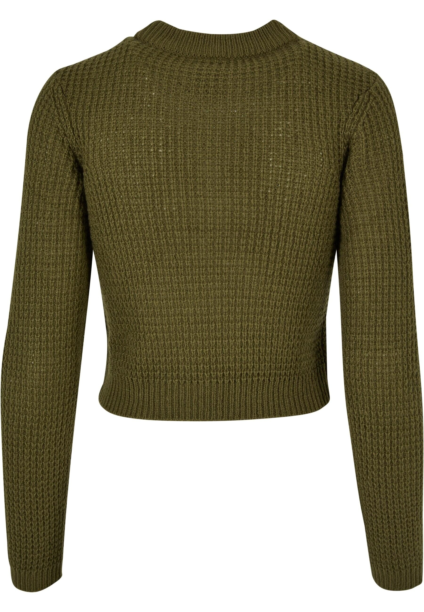 URBAN CLASSICS Rundhalspullover »Urban Classics Damen Ladies Short Waffle Sweater«, (1 tlg.)