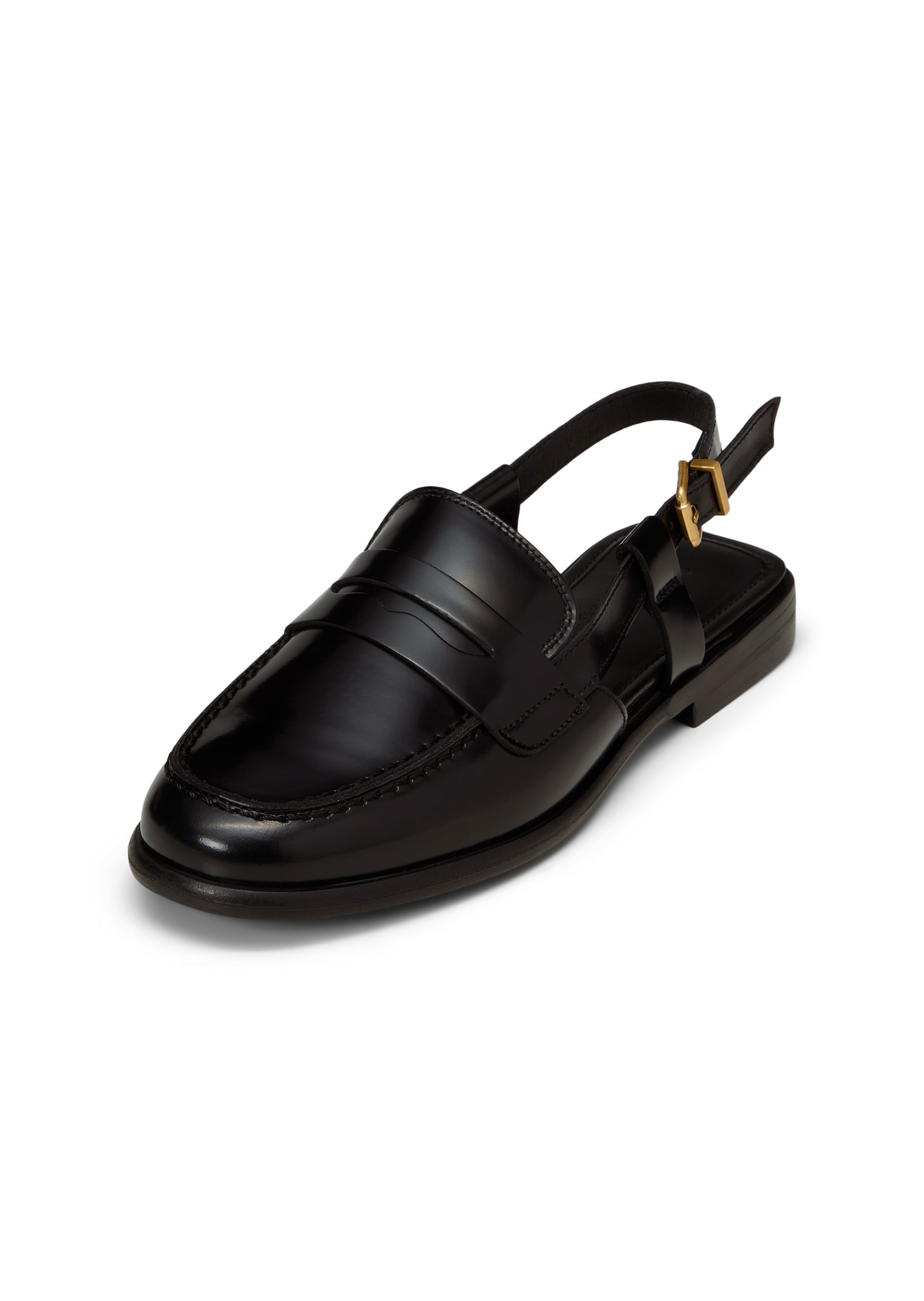 Loafer MARC O'POLO "aus glänzendem Rindleder", Damen, Gr. 37, schwarz, Obermaterial: 100% Leder (Rind), unifarben, Schuhe Loafer