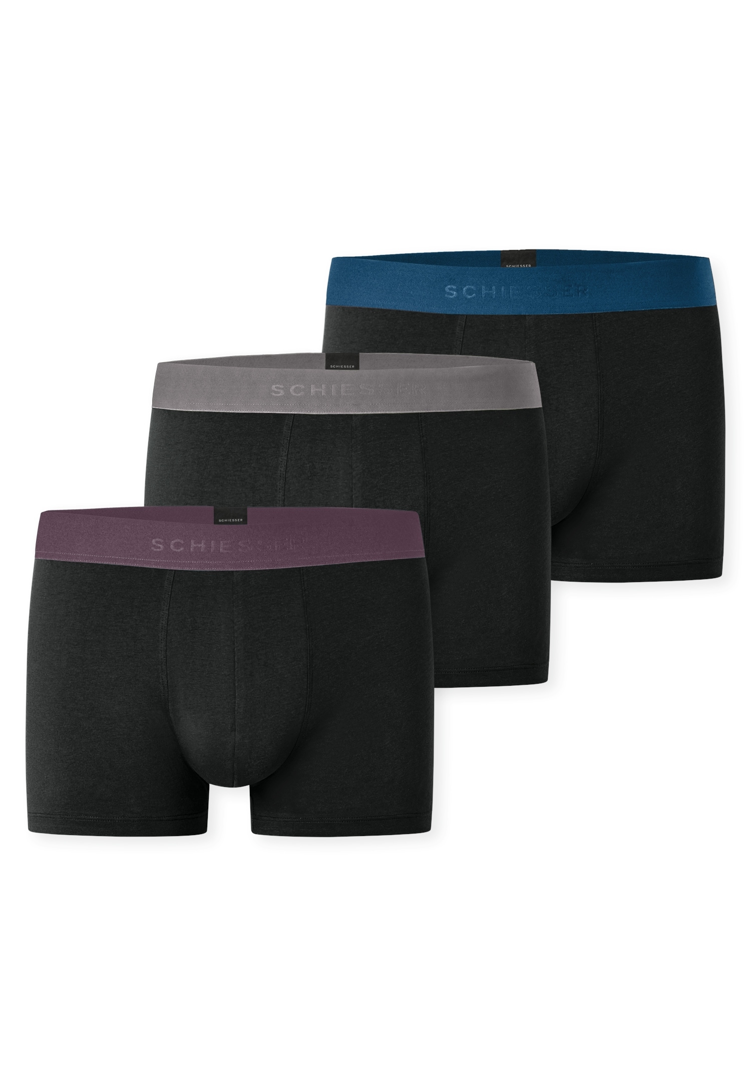 Schiesser "95/5 Multipacks" mit farblich abgesetztem, sportlichem Logo-Webgummibund
