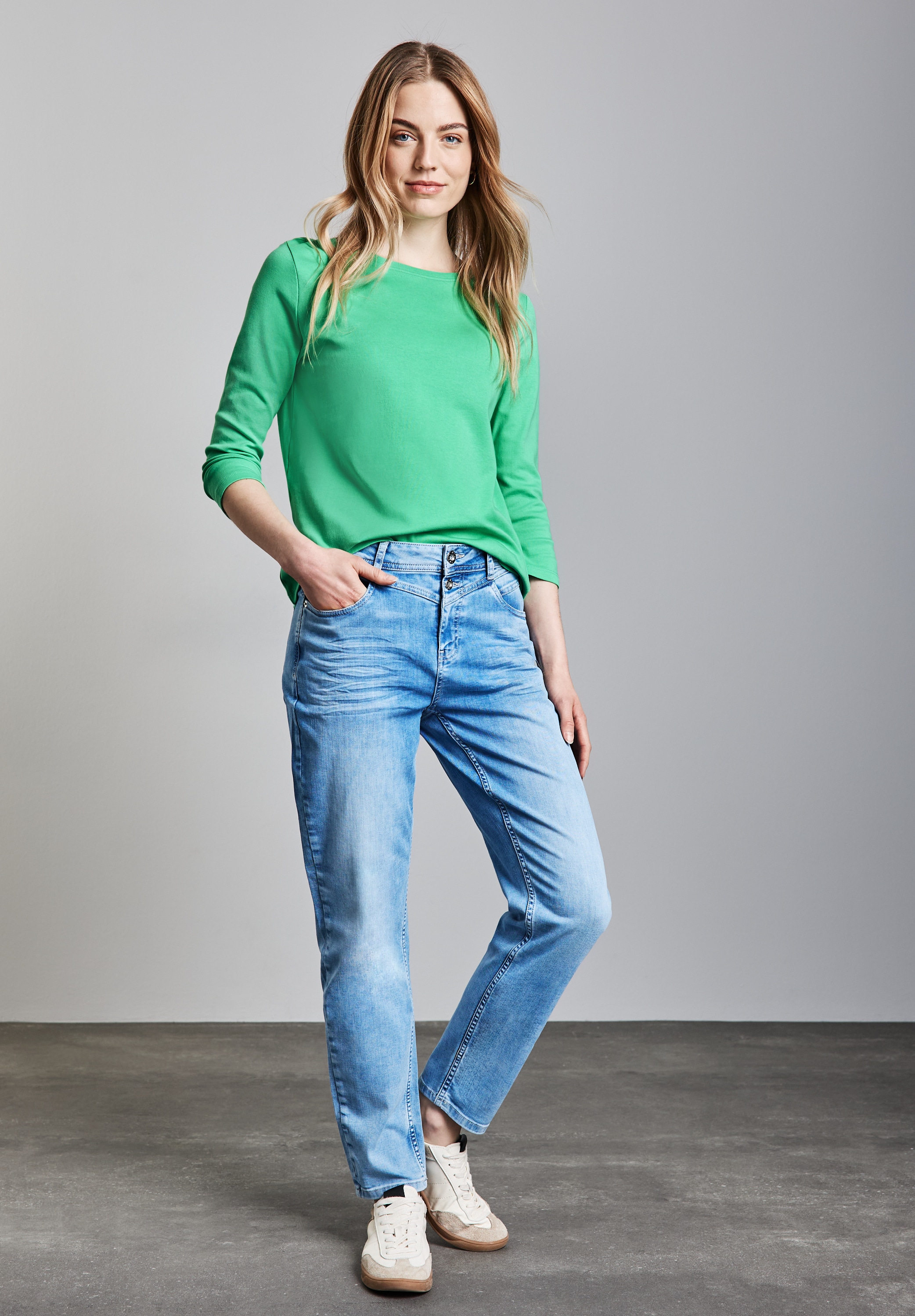 STREET ONE 3/4-Arm-Shirt, mit U-Boot-Ausschnitt