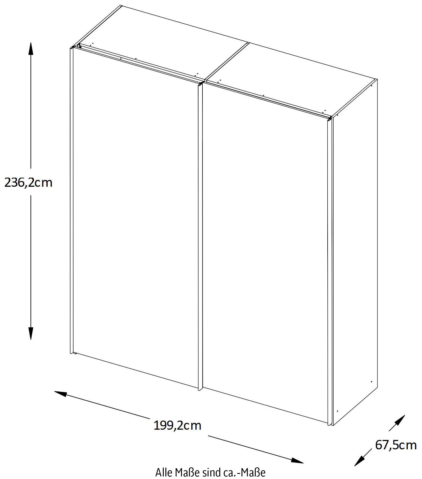 STAUD Schwebetürenschrank »Sonate Rom mit Spiegel, Made in Germany«, Mit vier verschiedenen Ausstattungsvarianten