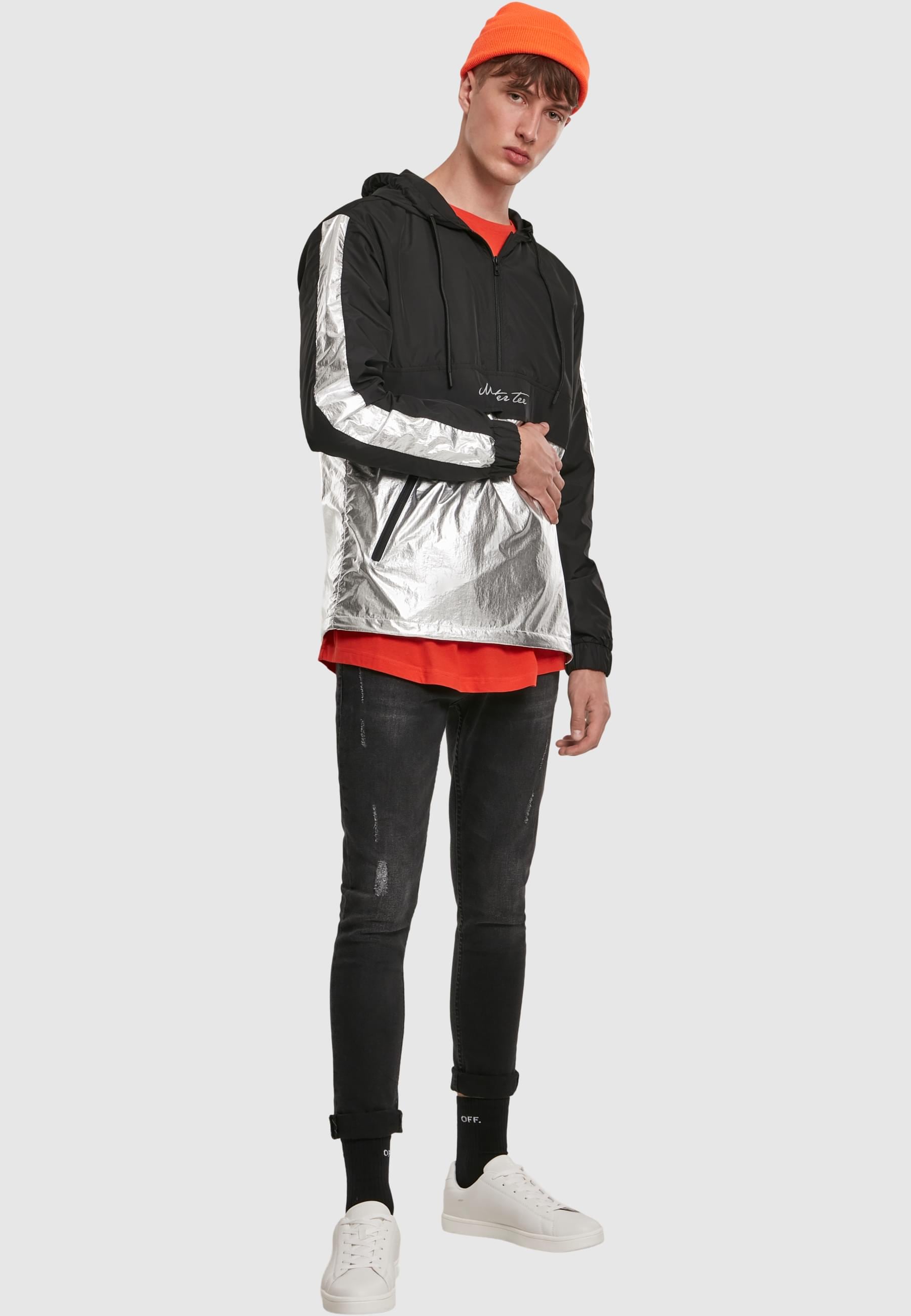 MisterTee Allwetterjacke »MisterTee Herren Reflective Mister Tee Windbreaker«, (1 St.), ohne Kapuze