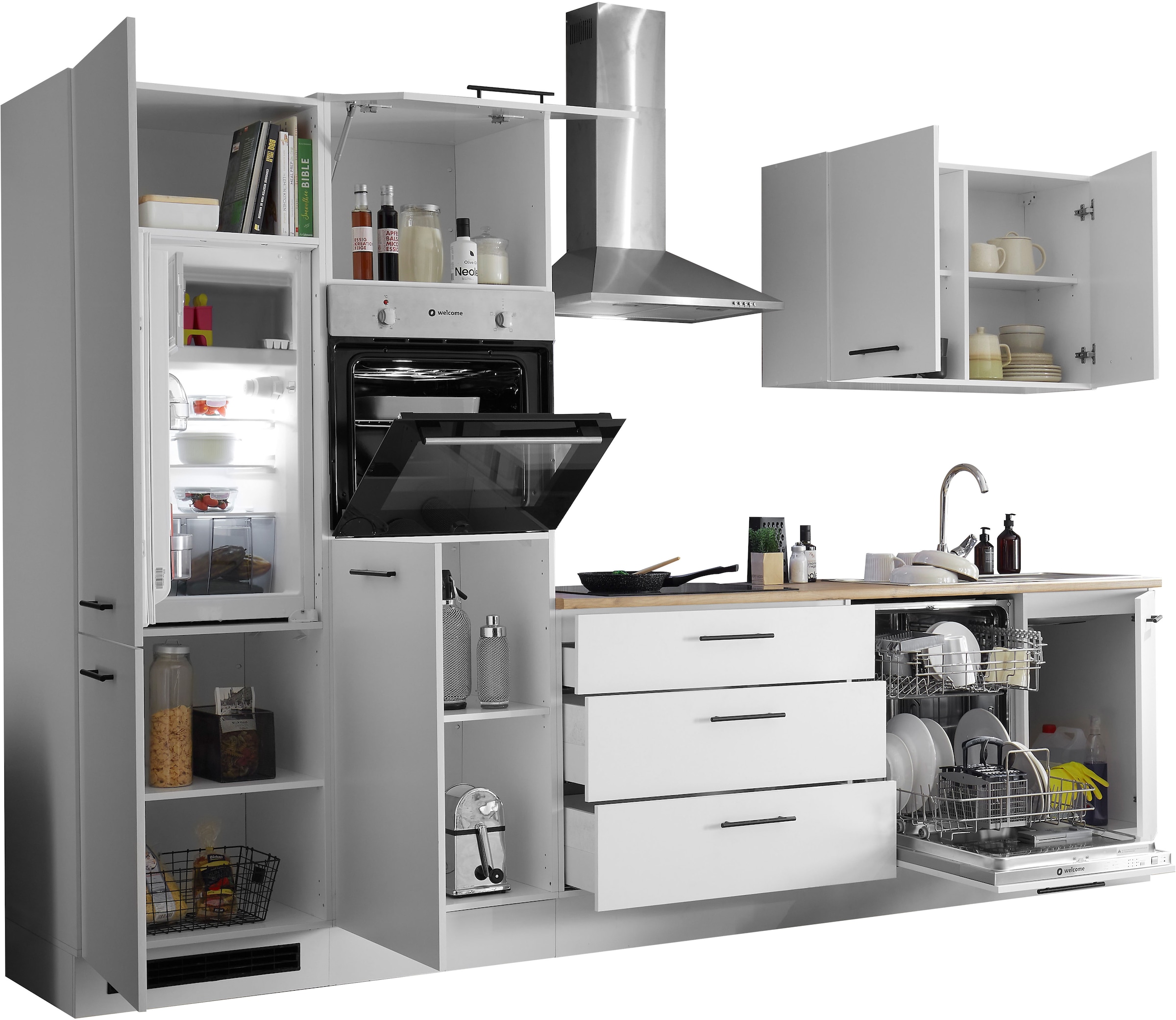 BASIC by Balculina Küchenzeile »Tirol B/H/T 310x212x60 cm« Breite 310 cm, wahlweise mit E-Geräten