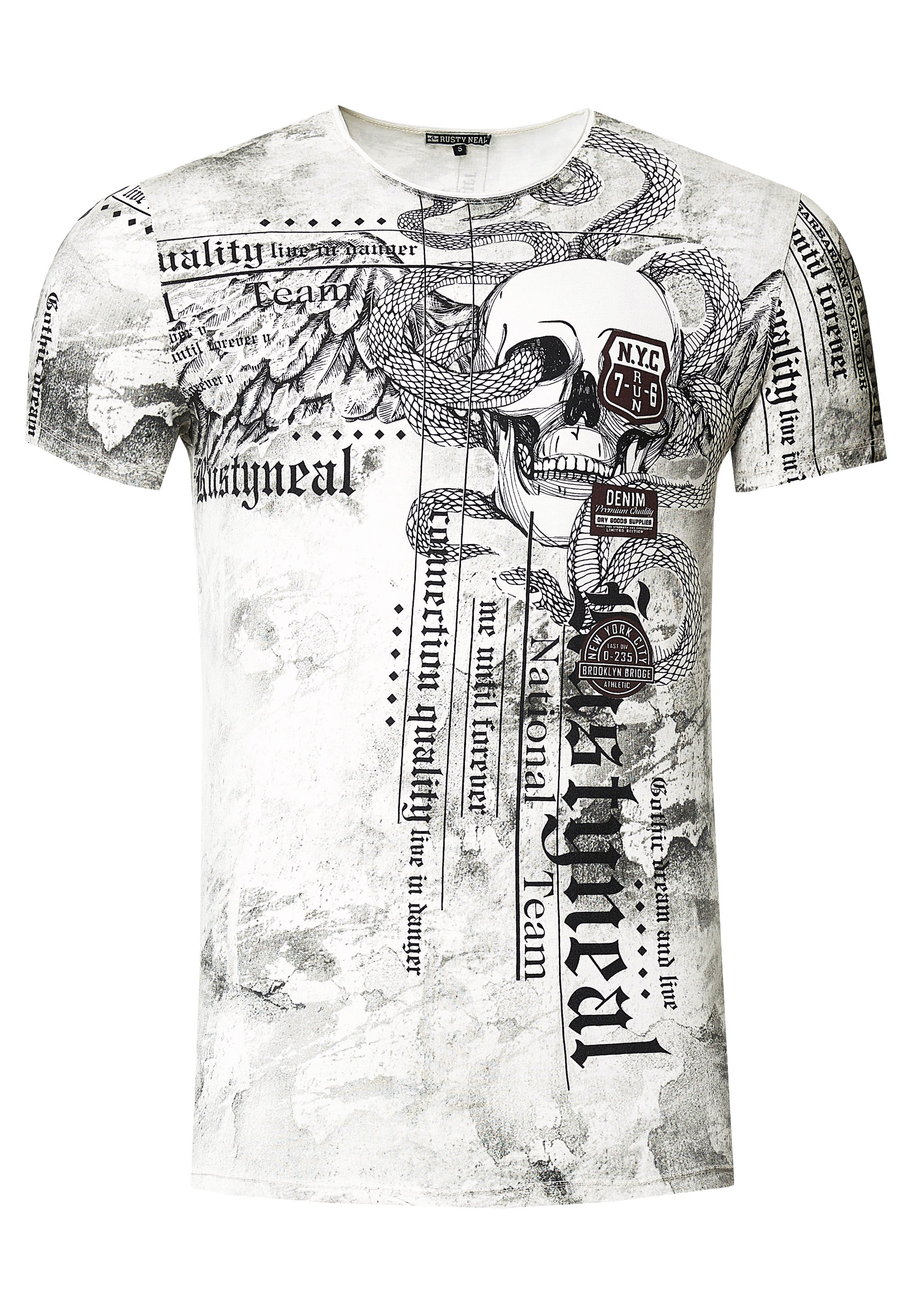 Rusty Neal T-Shirt, mit coolem Allover-Print