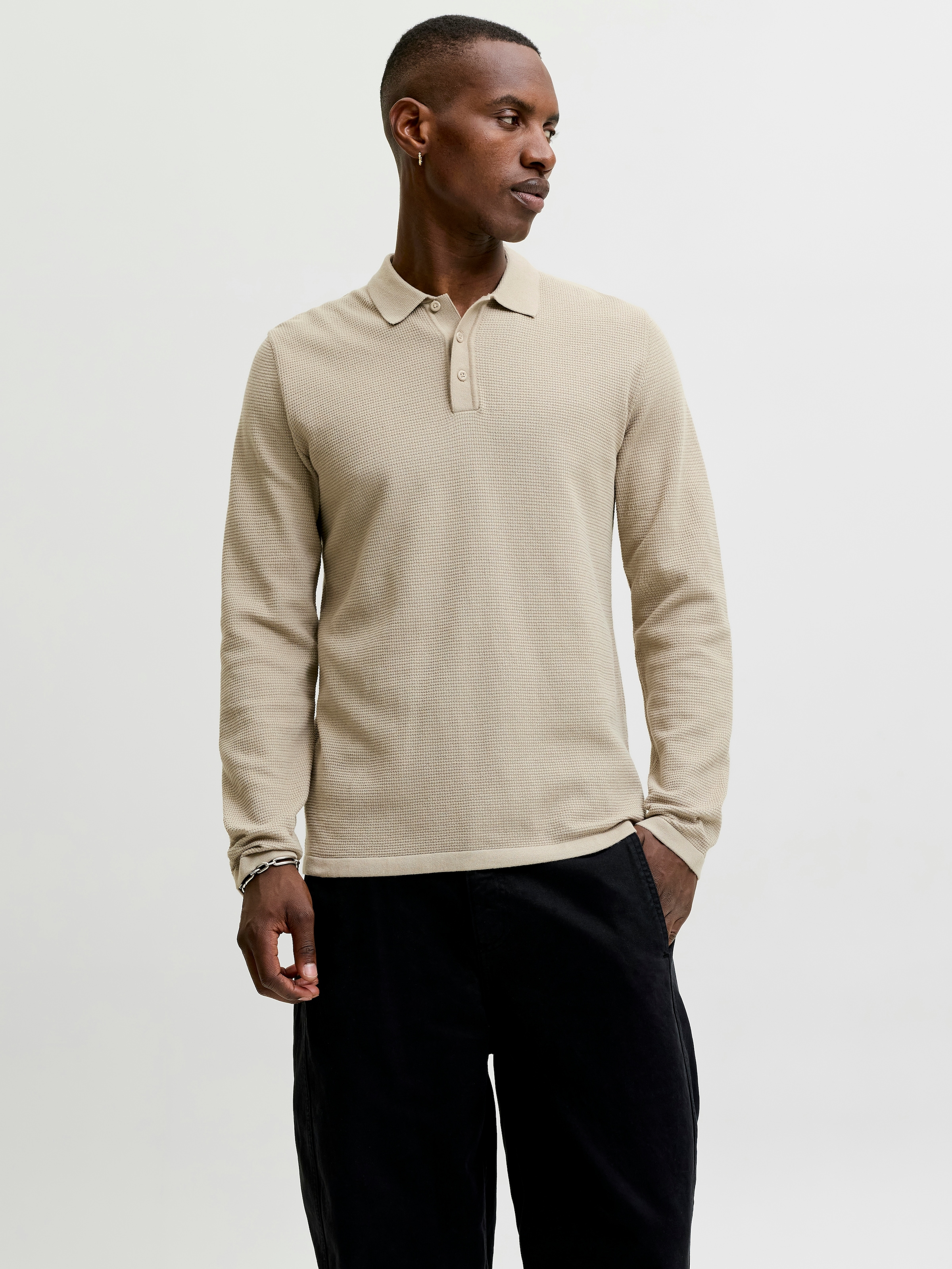 Jack & Jones Polokragenpullover "JJEAUSTIN KNIT LS POLO SN" Baumwollmischung, regular fit