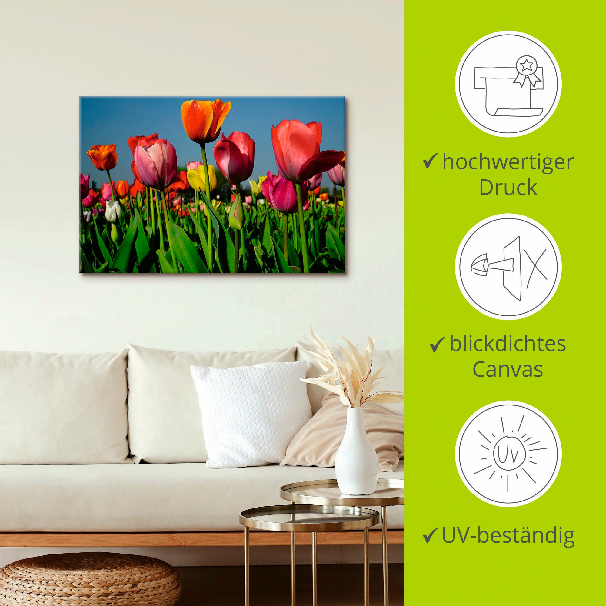 Artland Leinwandbild »Buntes Tulpenfeld«, Blumen, (1 St.), auf Keilrahmen gespannt