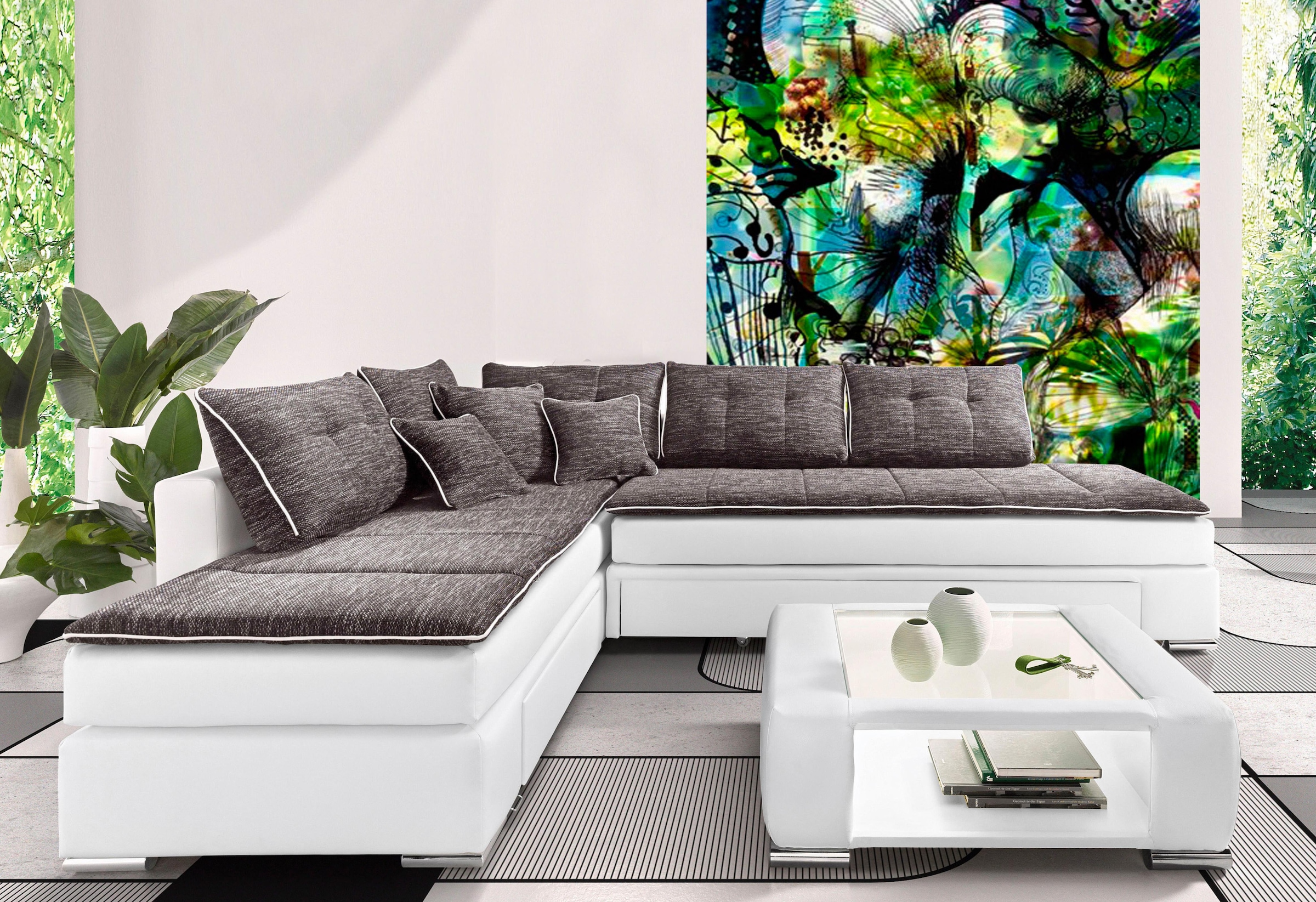 INOSIGN Ecksofa »Boxspringbett Night & Day L-Form mit Dauer-Schlaffunktion o. Armlehnen«, mit Boxspring-Bettfunktion 164x200 cm und Bettkasten, Dauerschläfer!