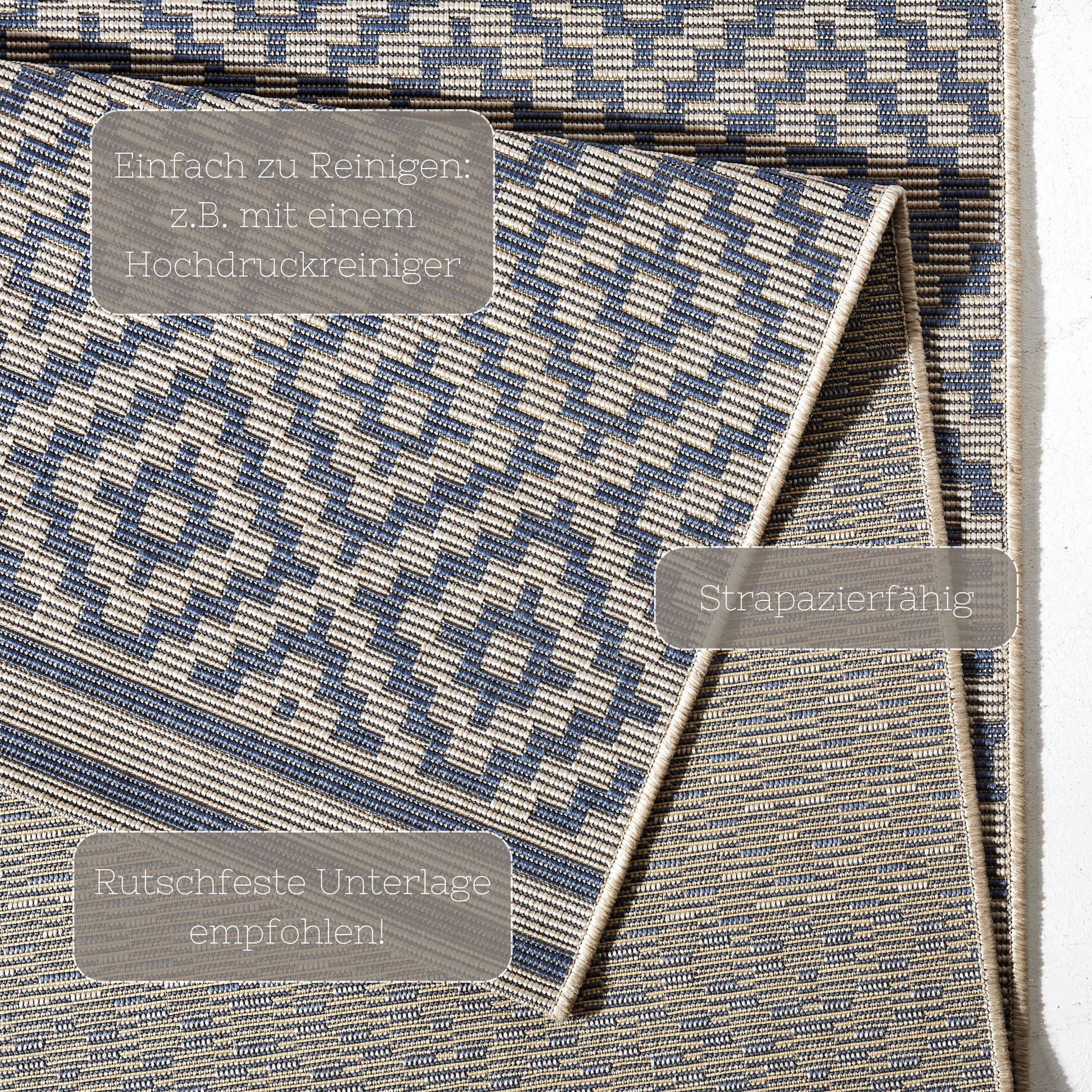 NORTHRUGS Teppich »Raute«, rechteckig, 8 mm Höhe, In-& Outdoor, Wetterfest, Balkon, Läufer, Wohnzimmer, Terrasse, Raute