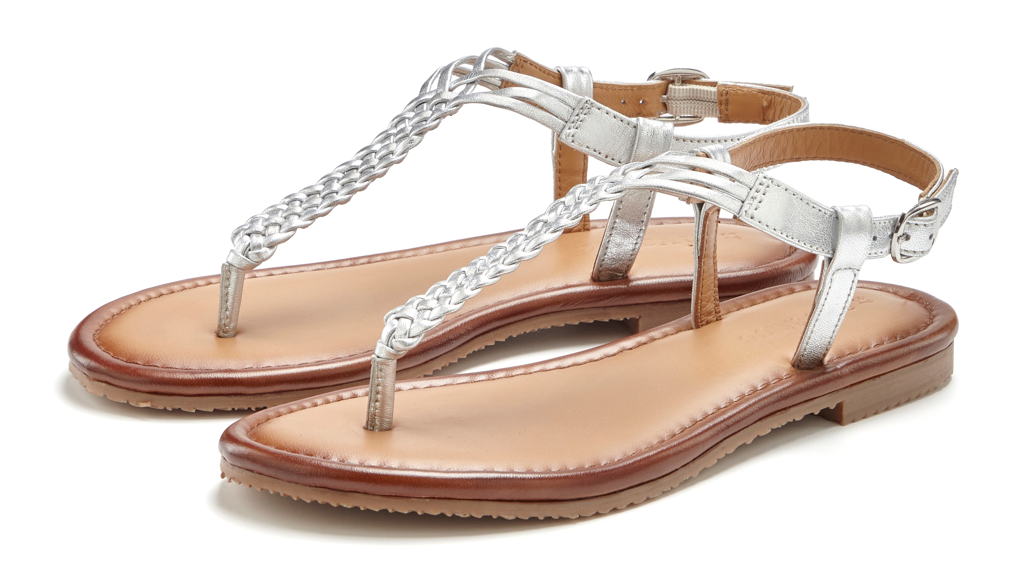 Vivance Zehentrenner "Sandalette, Sommerschuh, Sandale, Ledersandale," NEU aus Leder mit Flecht-Optik