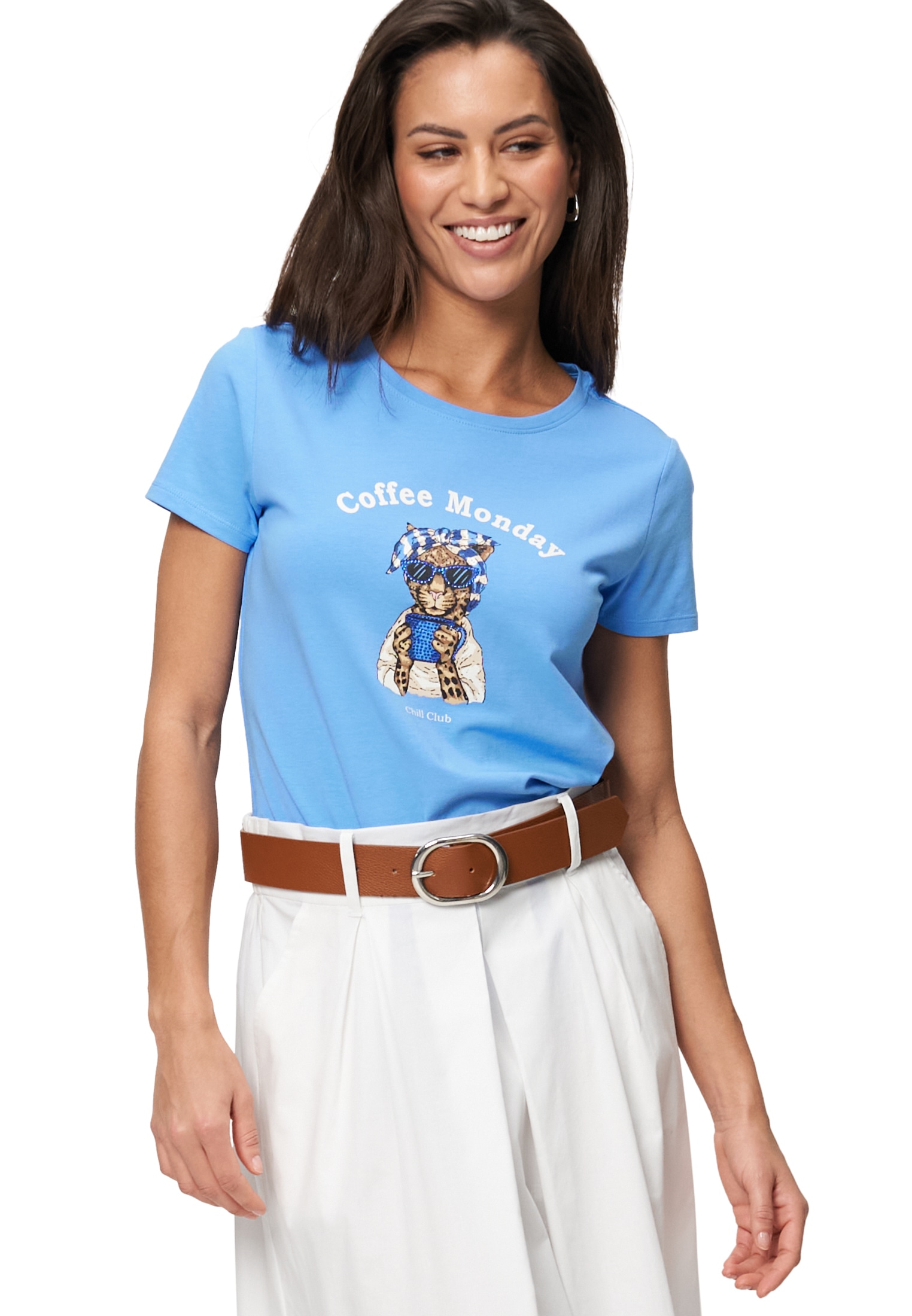 Zero Kurzarmshirt "zero Damen Baumwollshirt mit Aufdruck", (1 tlg.), weiter günstig online kaufen