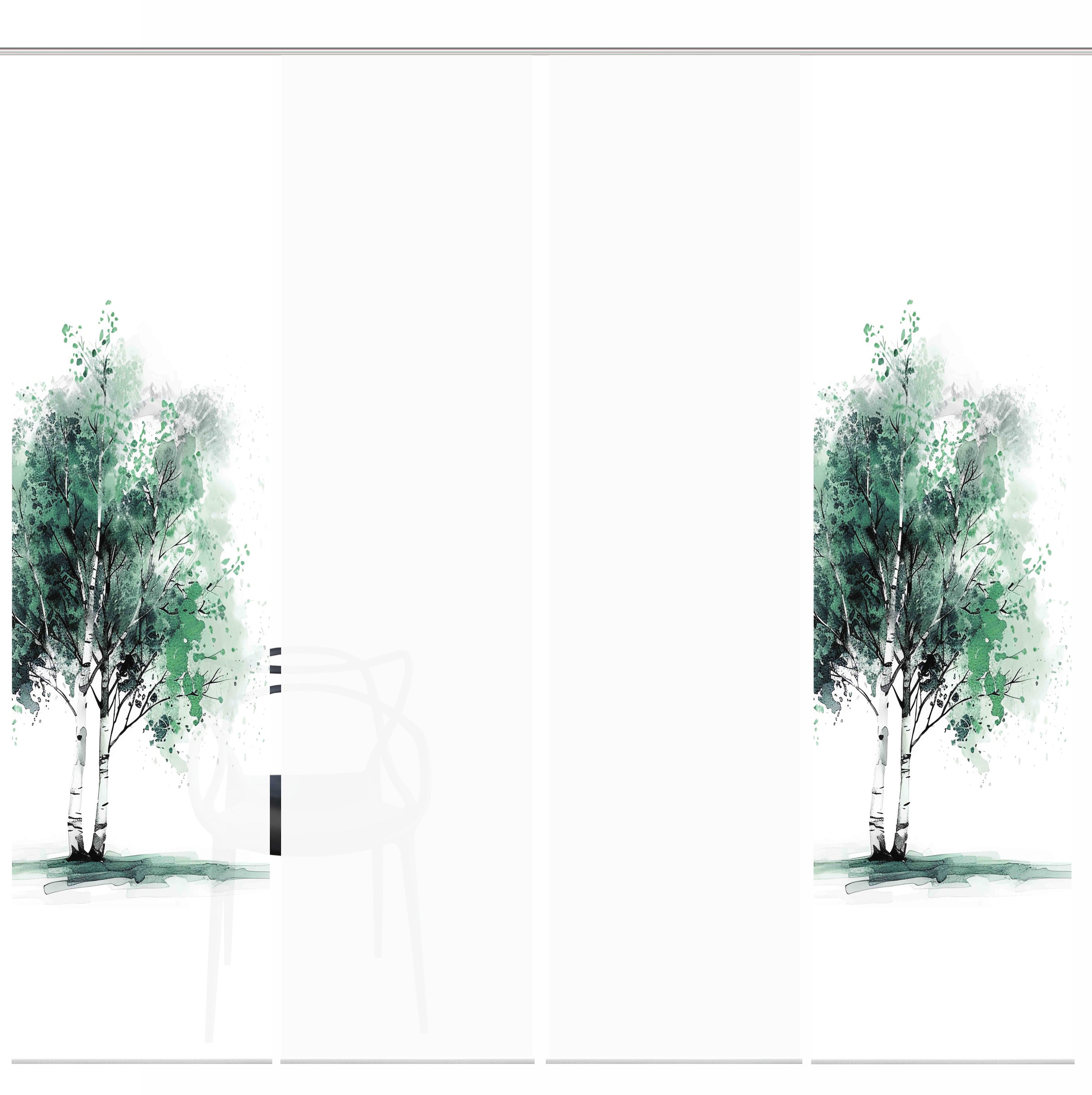HOME WOHNIDEEN Schiebegardine »TREE« Paneelwagen 4 Stk. tlg. Schiebewand Seidenoptik, SET, Digitaldruck