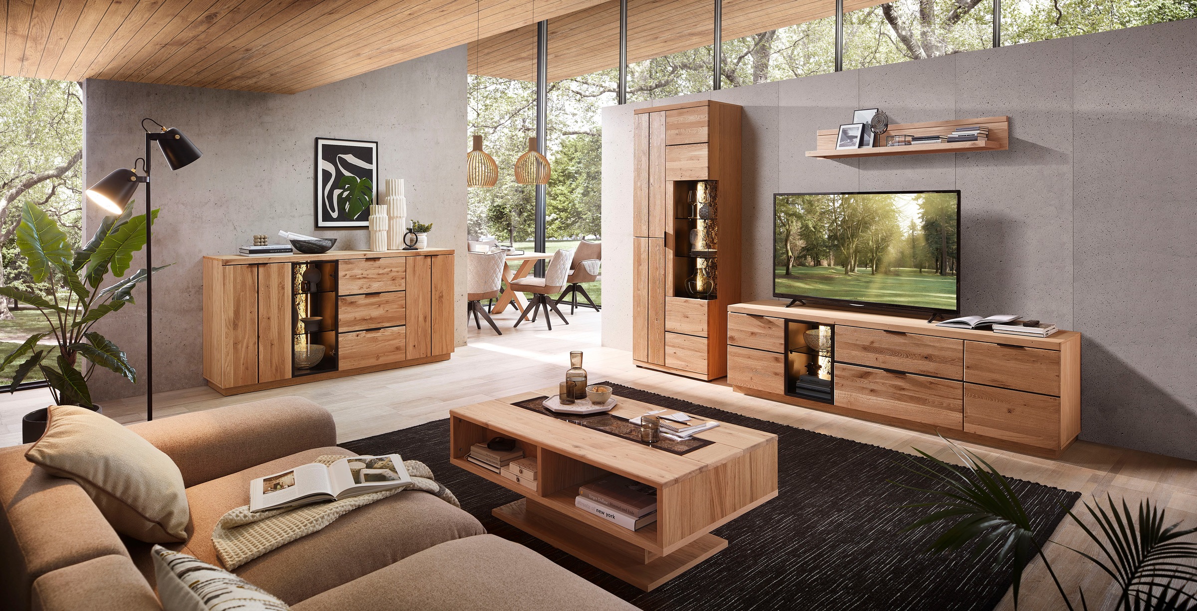 Innostyle Wohnwand »Donna Wohnwand, 290x207x50 (BxHxT) Echtkork Absetzung« 3 Stk. tlg.