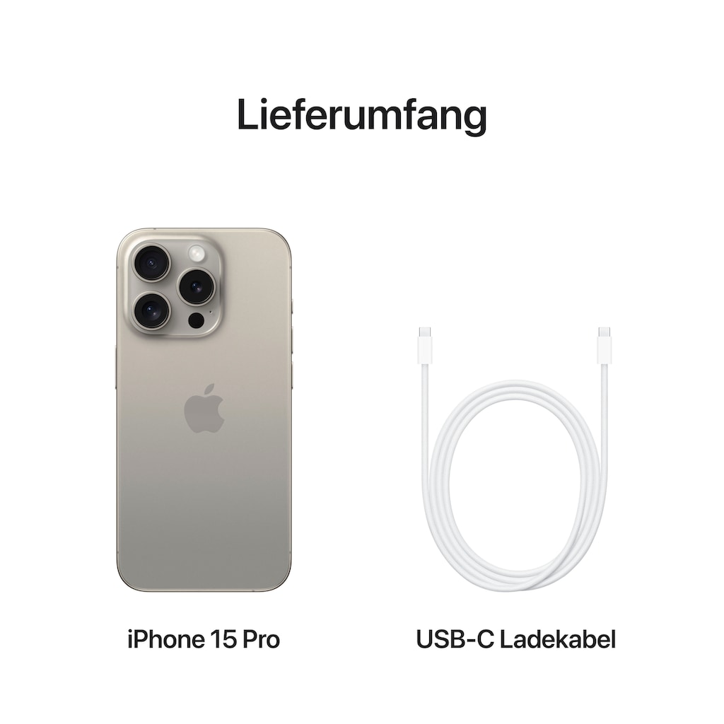 Apple Smartphone »iPhone 15 Pro 1TB«, Natural Titanium, 15,5 cm/6,1 Zoll, 1000 GB Speicherplatz, 48 MP Kamera