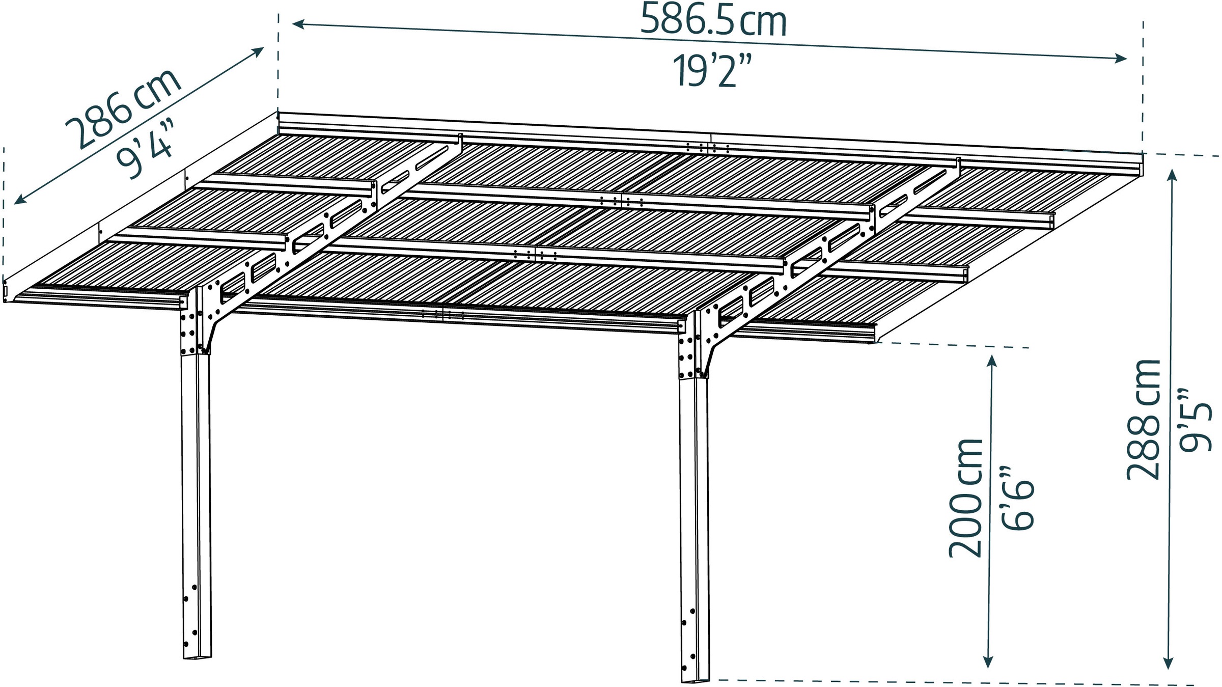 Palram - Canopia Einzelcarport »Sydney«, Aluminium, 280 cm, Schwarz, 100% UV-geschützt