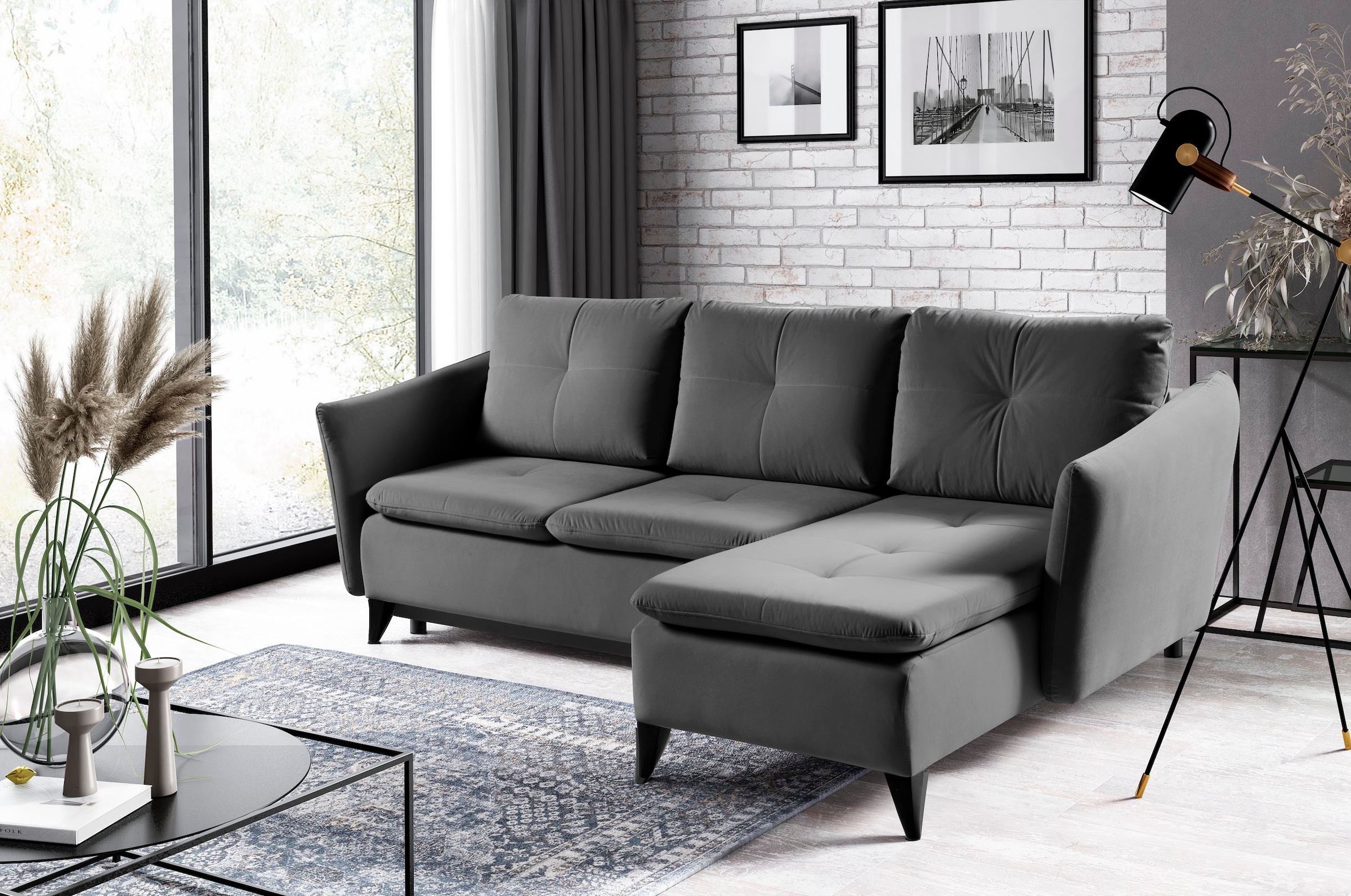 WERK2 Ecksofa "Vesuv L-Form", Moderne Eckcouch mit losen Rückenkissen, Sofa günstig online kaufen