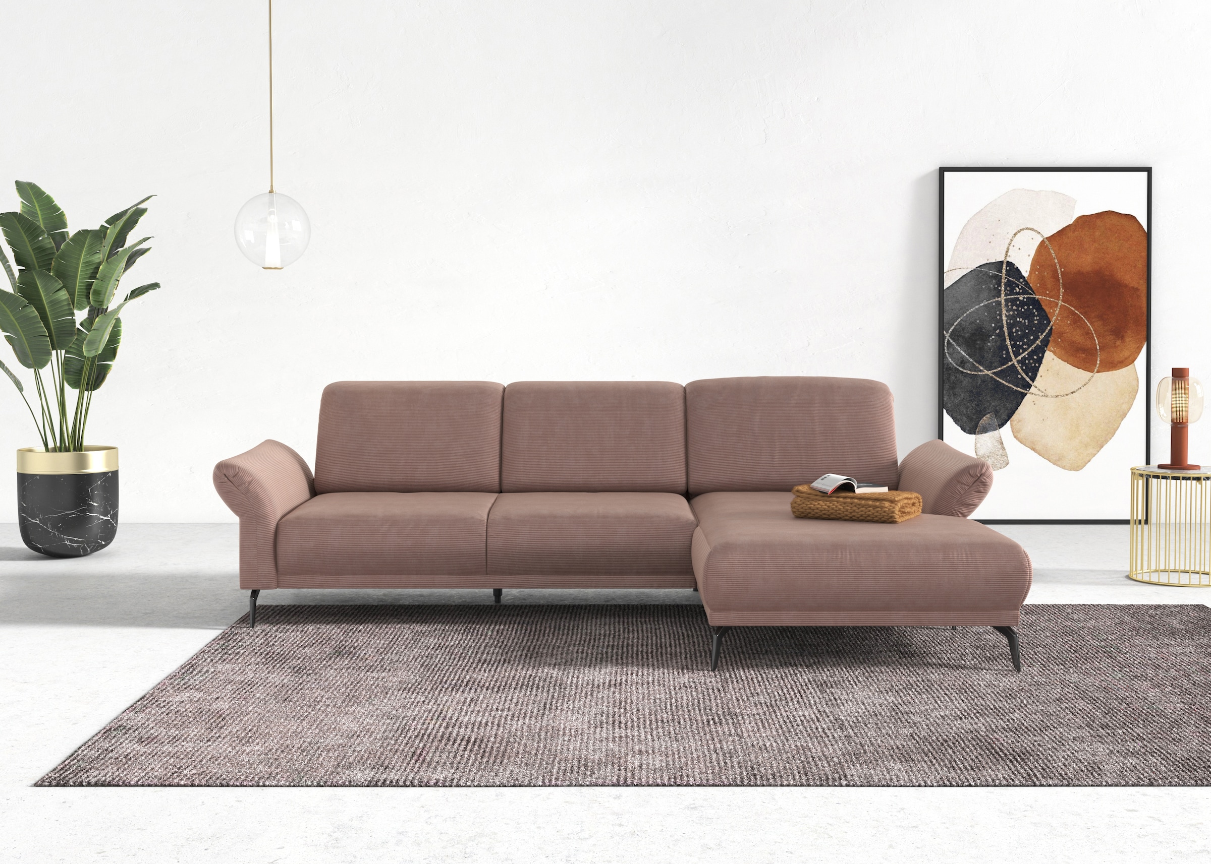Home affaire Ecksofa »Coco L-Form« Sitztiefen-, Arm- und Kopfteilverstellung, Cord-Bezug, Fußhöhe 15 cm