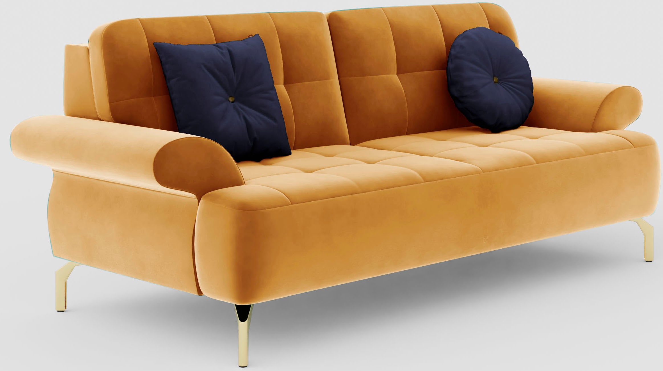sit&more 2,5-Sitzer »Orient 1«, inkl. 2 Zierkissen mit Strass-Stein, goldfarbene Metallfüße