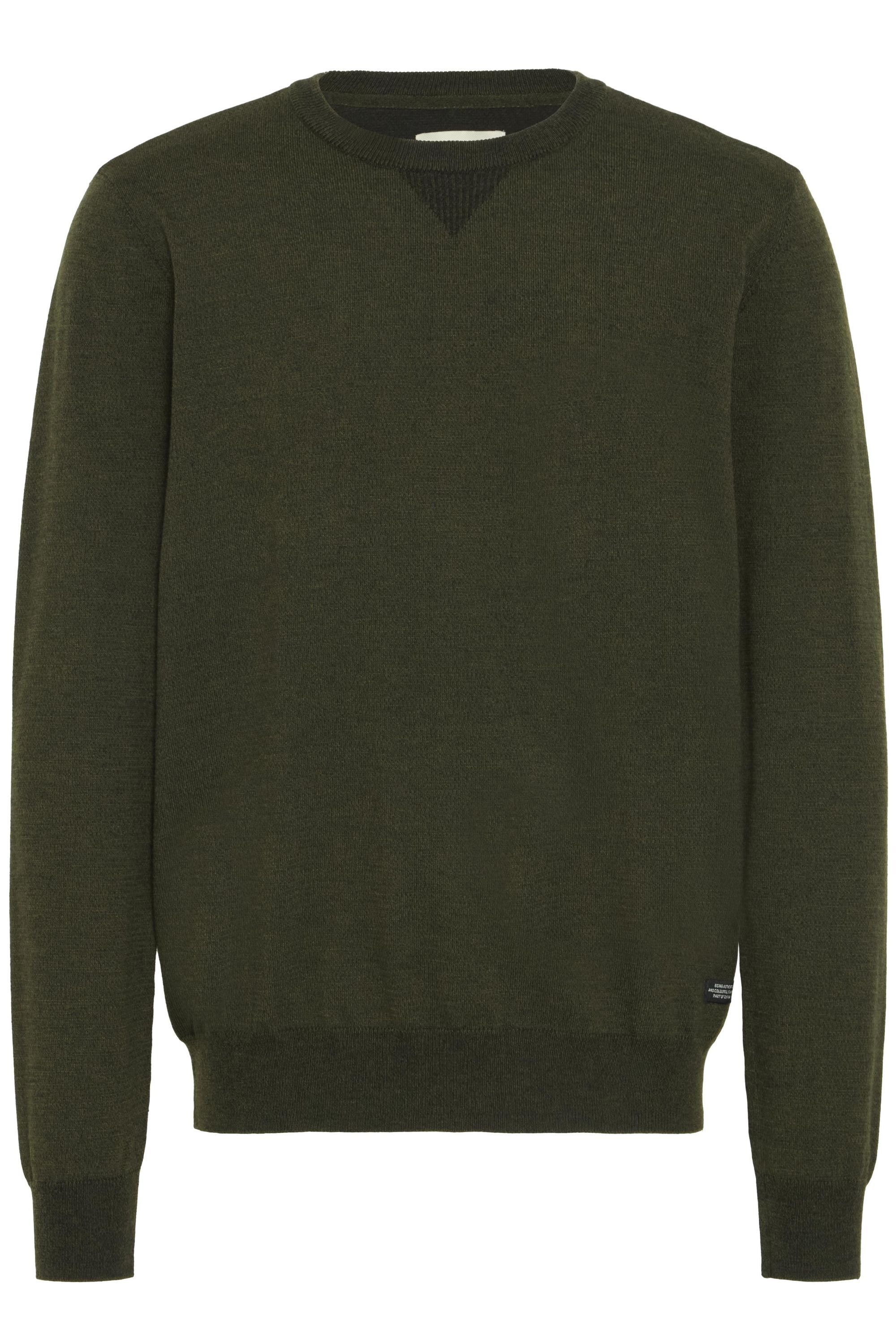 Longpullover BLEND "BHBruton", Herren, Gr. S, forest night, 100% Polyester, meliert, normal normal, Rundhals, Pullover Longpullover, Stilvoller melierter Strickpullover