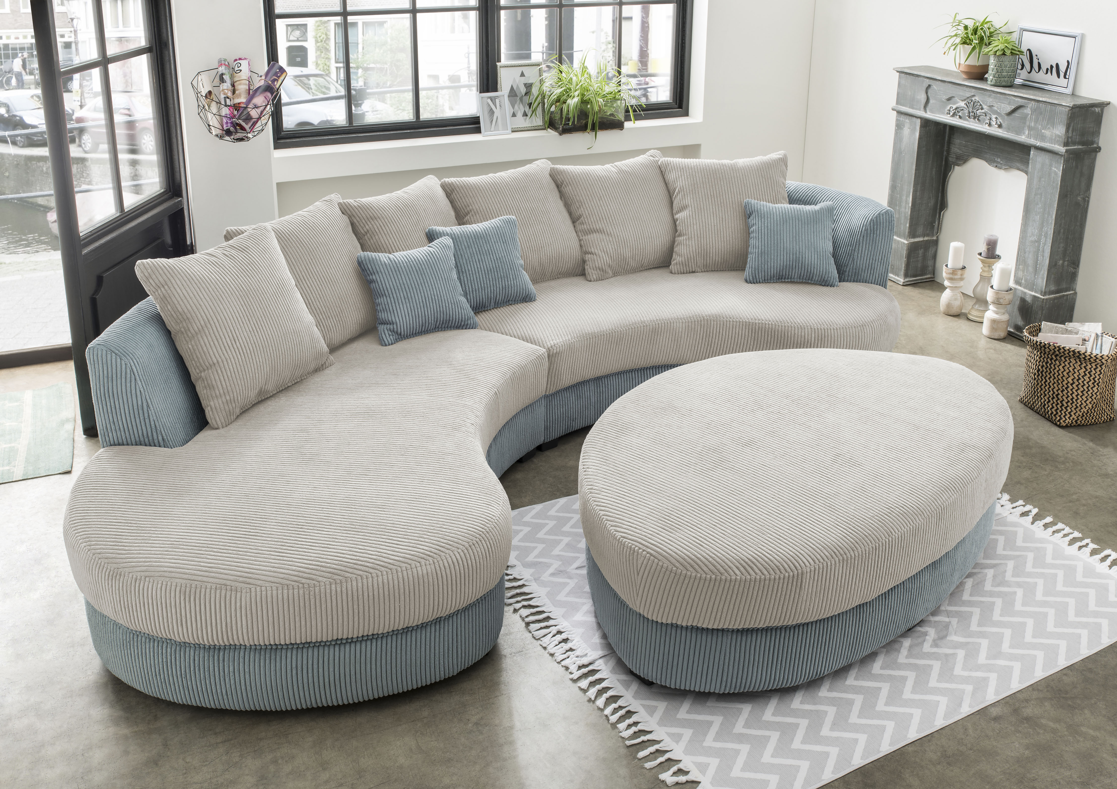 Home affaire Ecksofa "Lazio modern und bequem, schmale Armlehnen, tolle Detailverarbeitung" zwei verschiedene Fußfarben wählbar