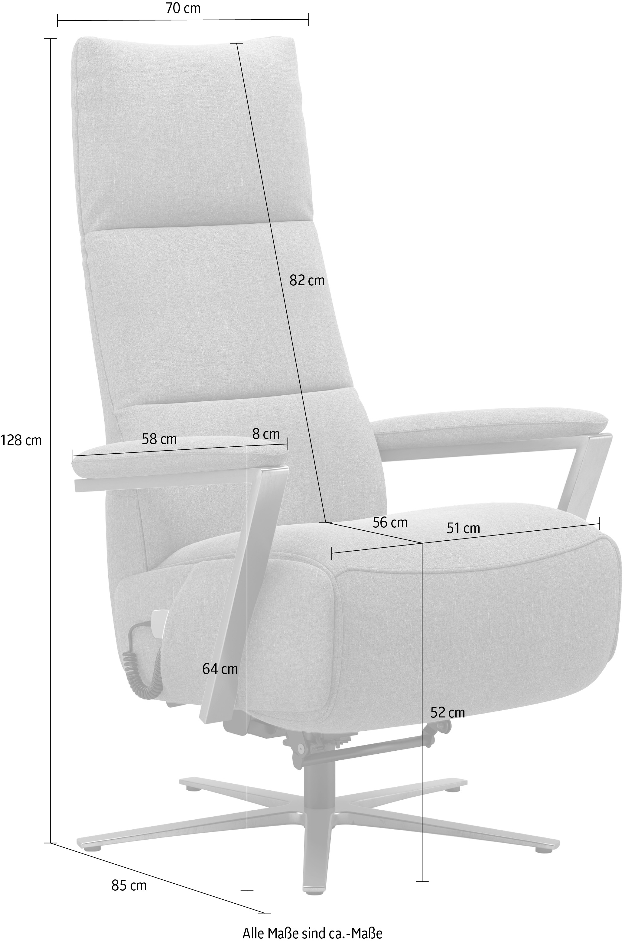 sit&more TV-Sessel »Vario Comfort, inkl. Kopfteilverstellung & 360 Grad Drehfunktion«, inkl. Herz-Waage-Funktion & 3 Motoren, Höhe der Armlehnen 64cm
