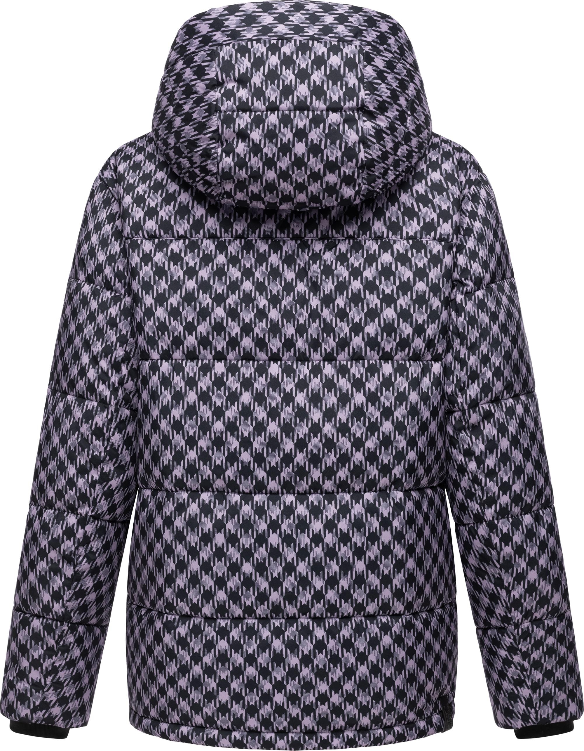 Ragwear Steppjacke »Wikesh Print«, mit Kapuze, Wasserdichte Damen Winterjacke mit Hahnentritt-Muster