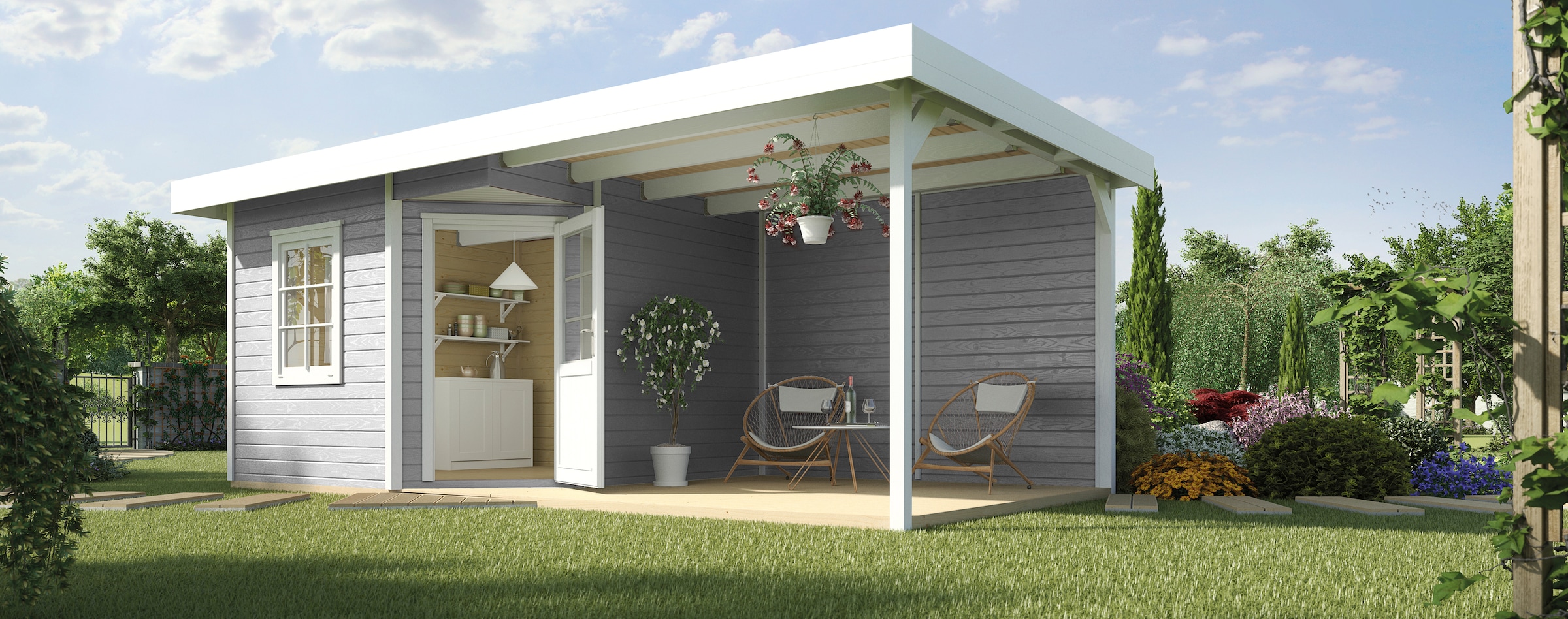 weka Gartenhaus »Designhaus 213B Gr.2«, (Set)