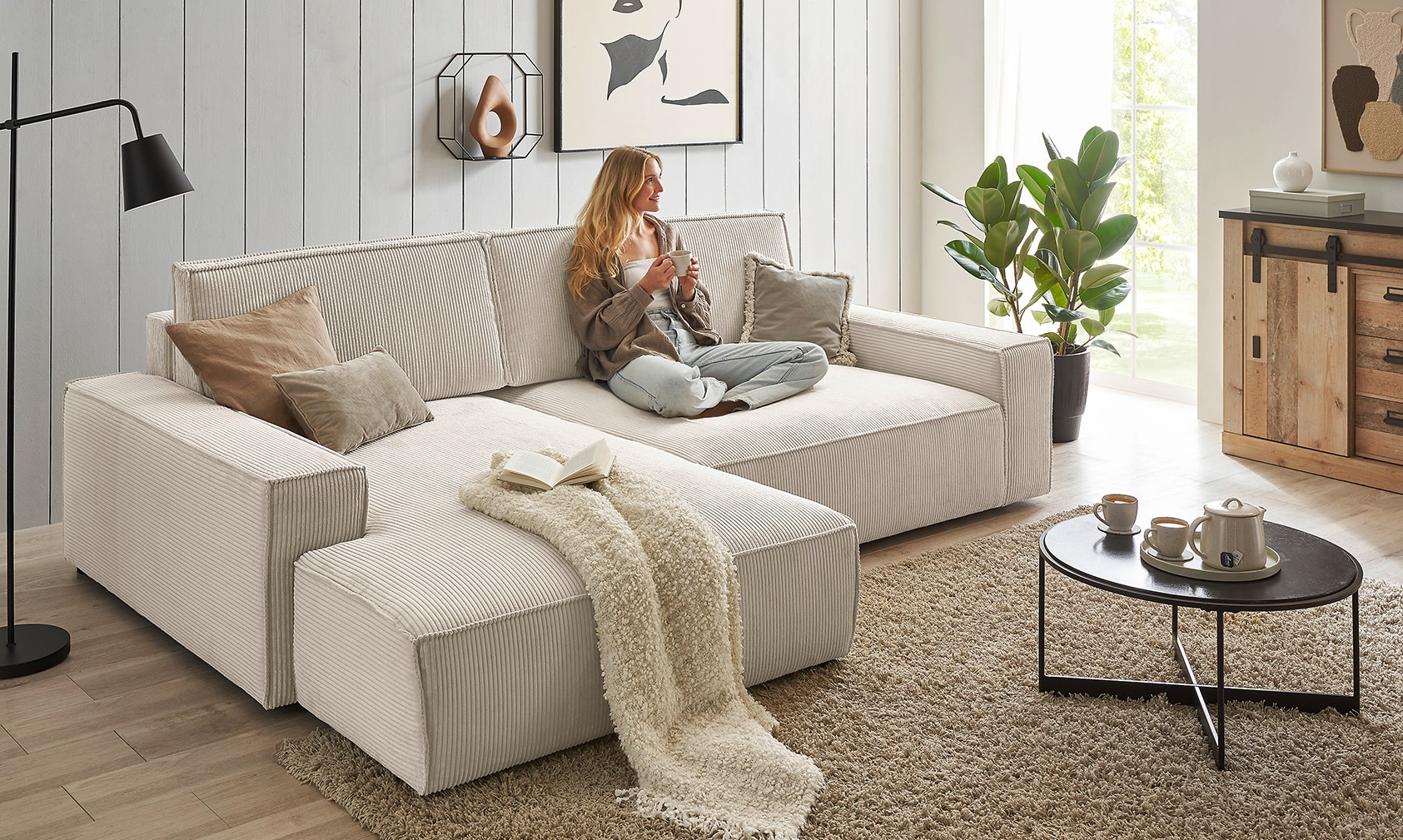 Home affaire Ecksofa "NEU: SHERWOOD XXL 284, Big-Sofa L-Form, tiefe Sitzflä günstig online kaufen