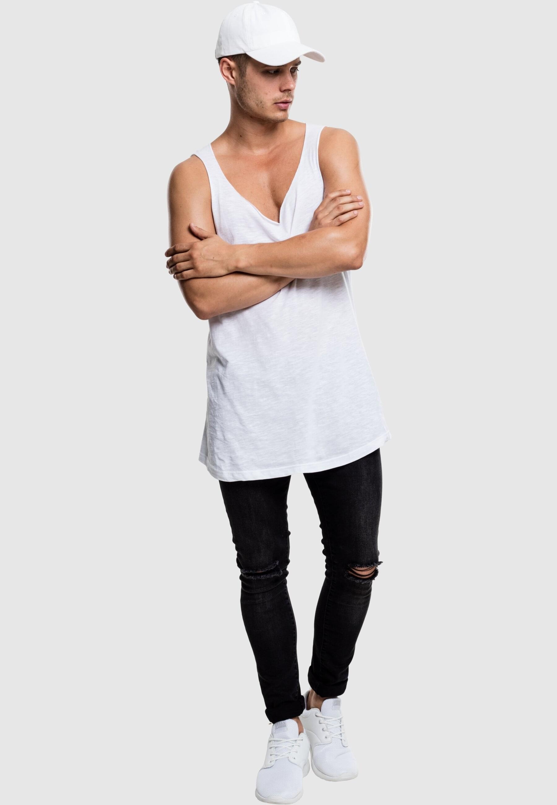 URBAN CLASSICS Tanktop »Urban Classics Herren Long Shaped Open Edge Loose Tank«, (1 tlg.)