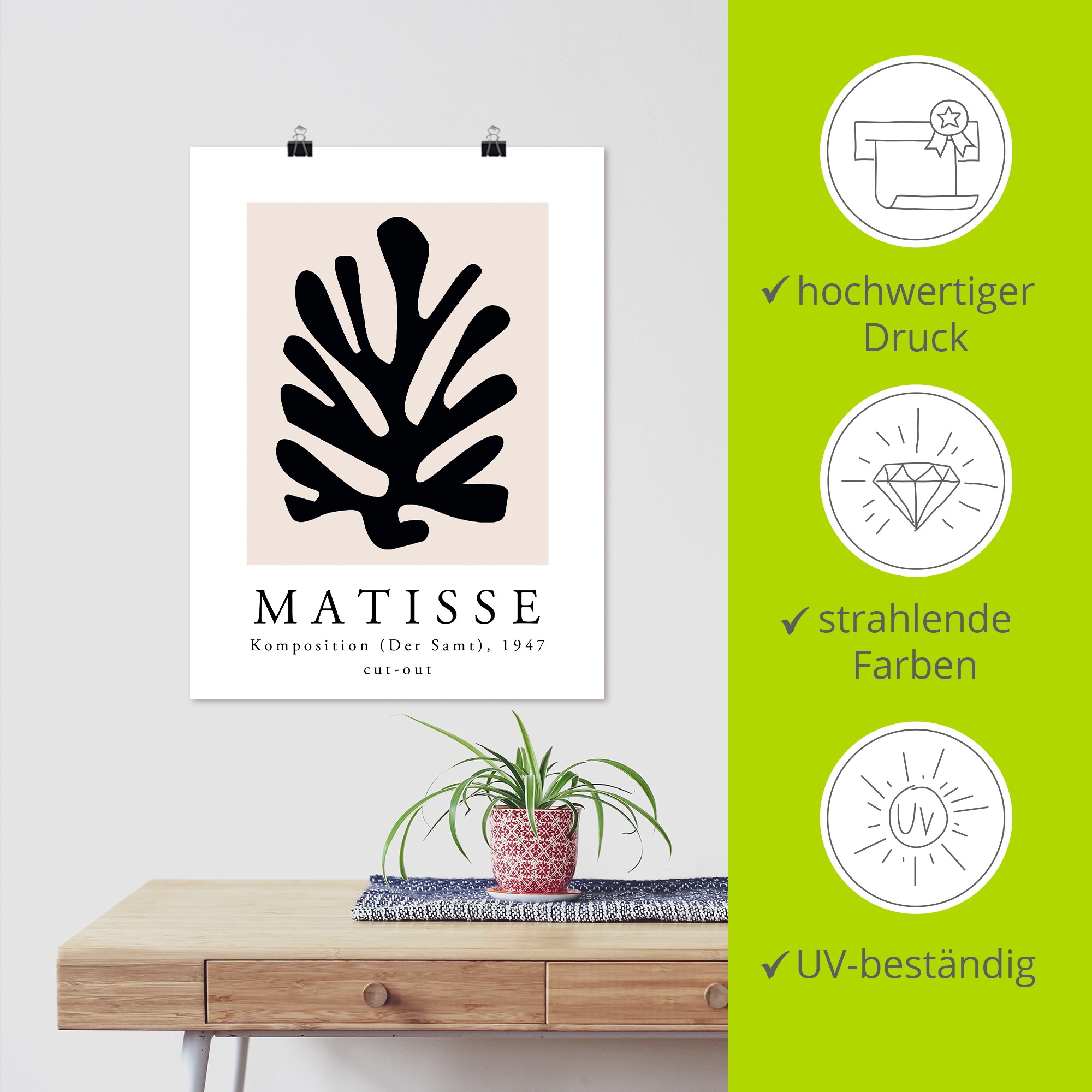 Artland Wandbild »Matisse Komposition - cut-out schwarz« Muster 1 Stk. tlg. als Alubild, Leinwandbild, Poster, Wandaufkleber in verschied. Größen