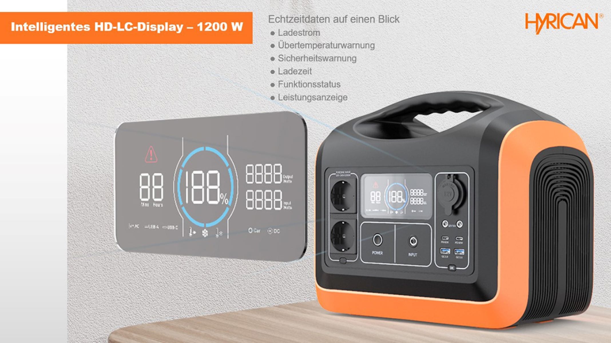 Ladezentrum »UPP-1200 Powerstation Hyrican Stromversorgung Rechnung Kit für per | Not-& Batterie«, 1200Watt, 992Wh, mobiles mAh, Akku/ 310000 LiFePO4, tragbarer BAUR