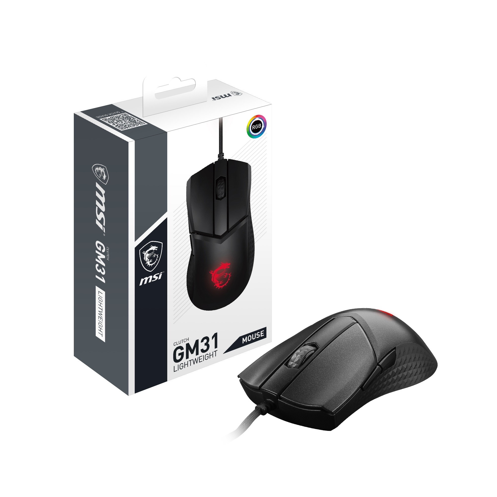 MSI Maus »Clutch GM31 Lightweight Gaming Maus, Black, USB«